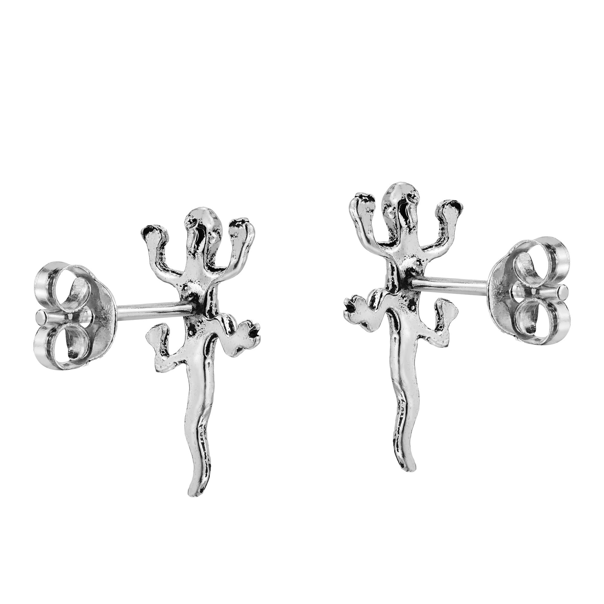 AeraVida Unique Cute Little Gecko Lizard Sterling Silver Stud Earrings for Women | Animal Jewelry | Fashionable Chic Stud Earrings | Perfect Gift for Daughter, Girlfriend, or Wife | Great for Casual Wear, Parties, and Everyday Accessories