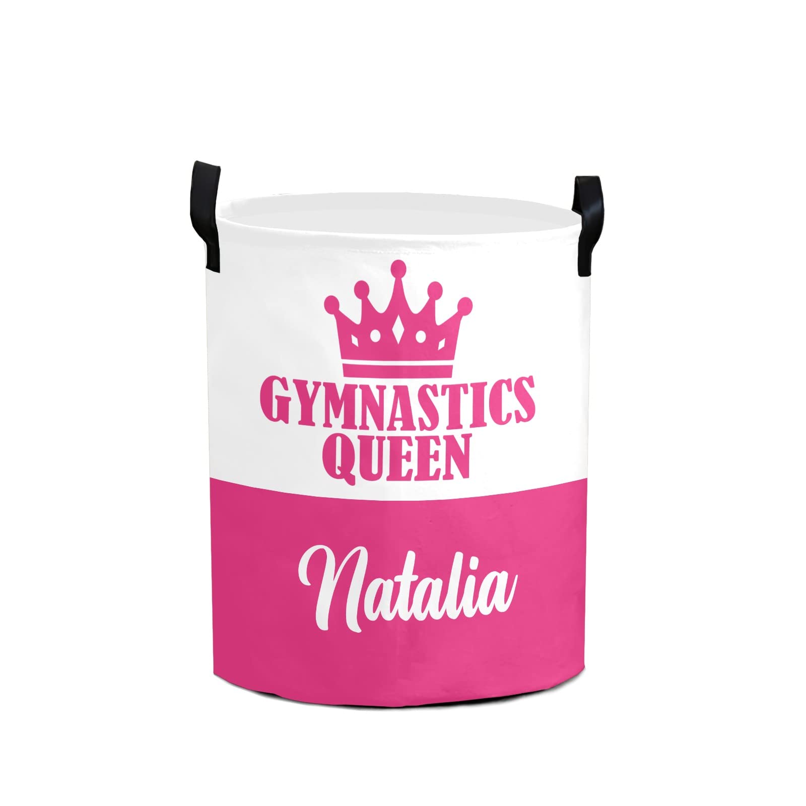 Personalized Gymnastics Queen Laundry Basket - Waterproof & Collapsible Clothes Hamper with Handles (19.7