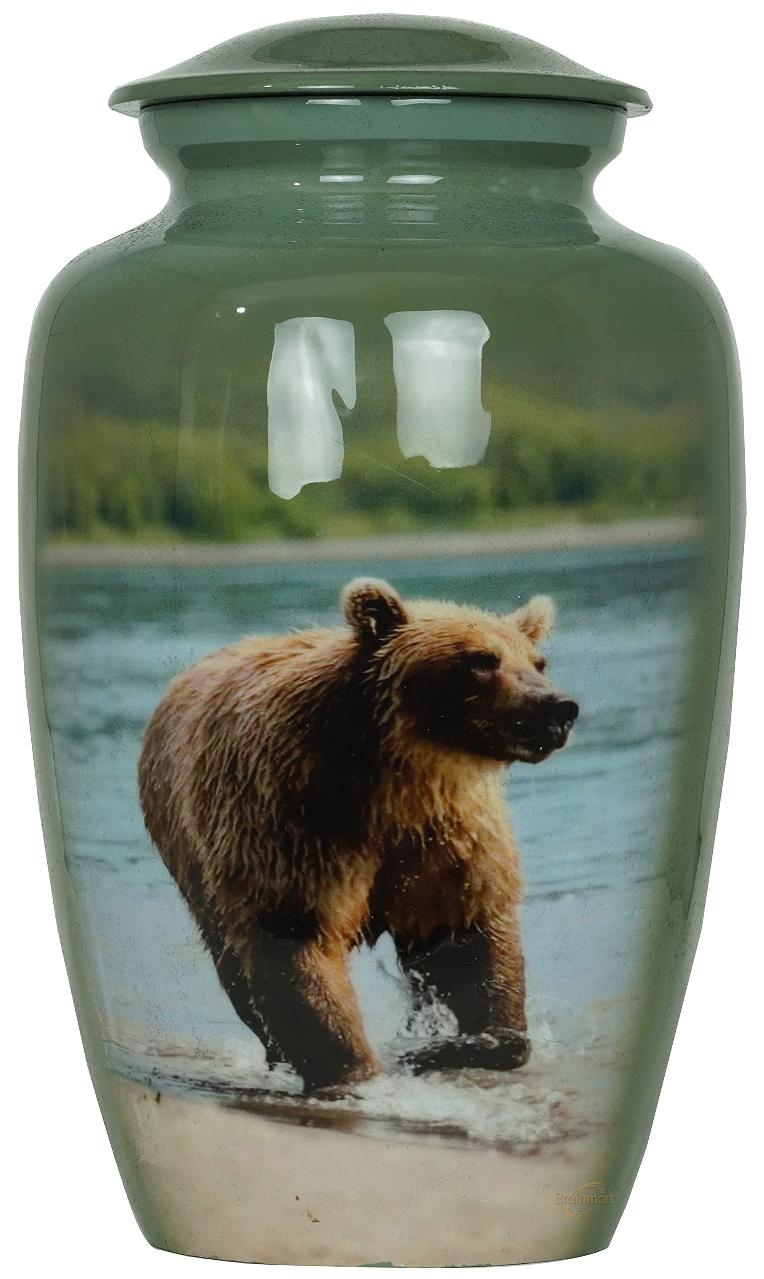 Handcrafted Adult Cremation Urn for Human Ashes - Elegant Funeral Burial Urn with Velvet Bag (Bear Design) - Perfect for Memorial Services, Home Display & Final Resting Place