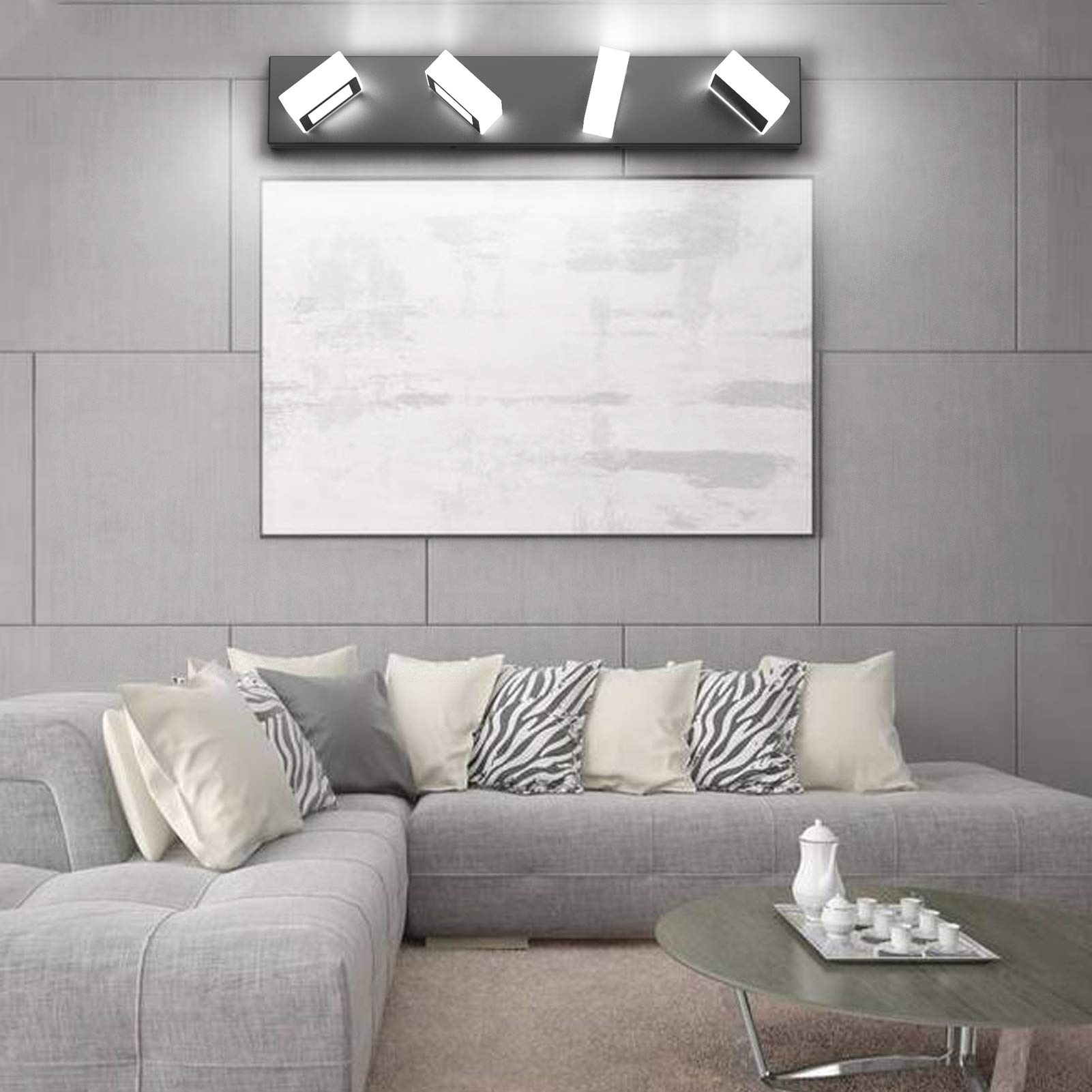 Ralbay LED Black 4-Light Acrylic Bathroom Vanity Lighting Fixture - Modern Matte Black Finish for Bathroom Mirror, Vanity, and Dressing Area
