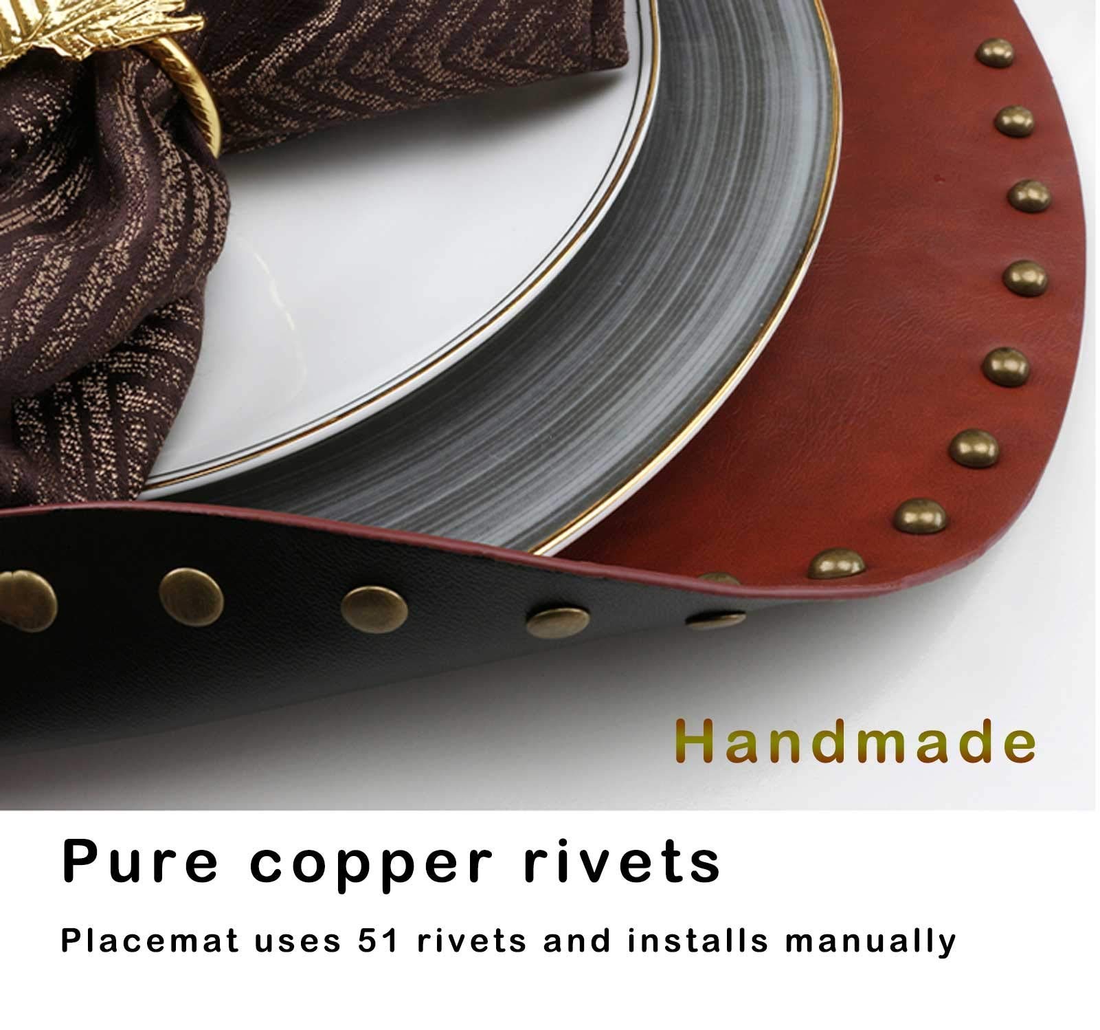 Premium Black PU Leather Placemats Set of 2 - Waterproof, Washable & Wipeable Table Mats for Dining & Kitchen - Perfect for Everyday Meals, Dinner Parties & Home Decor
