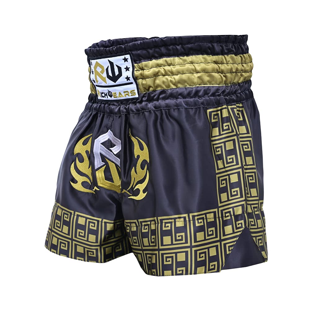 RICHWEARS USA Muay Thai Shorts - Breathable Martial Arts Trunks for Grappling, MMA, Boxing & Gym Workouts - Perfect for Training, Sparring & Fitness Exercises