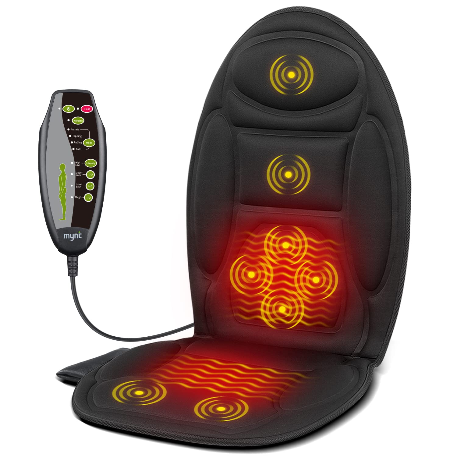 MYNTA Vibrating Massage Seat Cushion with Fast Heating - 8 Vibration Nodes for Back Pain Relief & Stress Relief - Portable Massager Pad for Office Chair, Car Seat, and Home Use