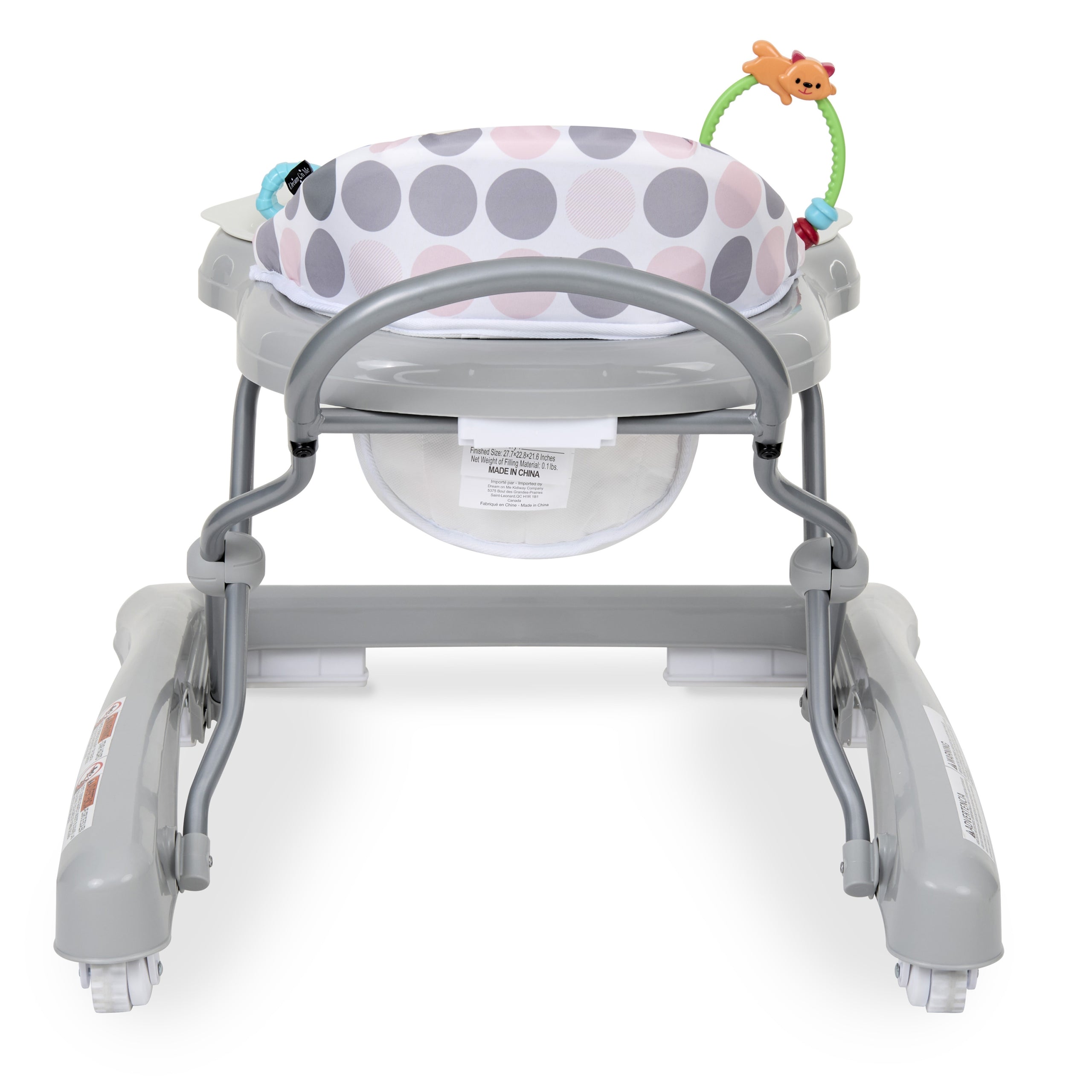Dream On Me Mia Foldable Baby Walker - Lightweight & Adjustable Height for Infants 6-12 Months | Perfect for Home, Nursery & Daycare Use