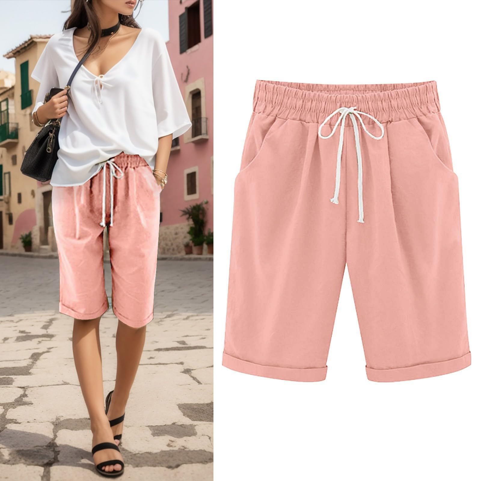 Plus Size Bermuda Shorts for Women - Stretchy 13