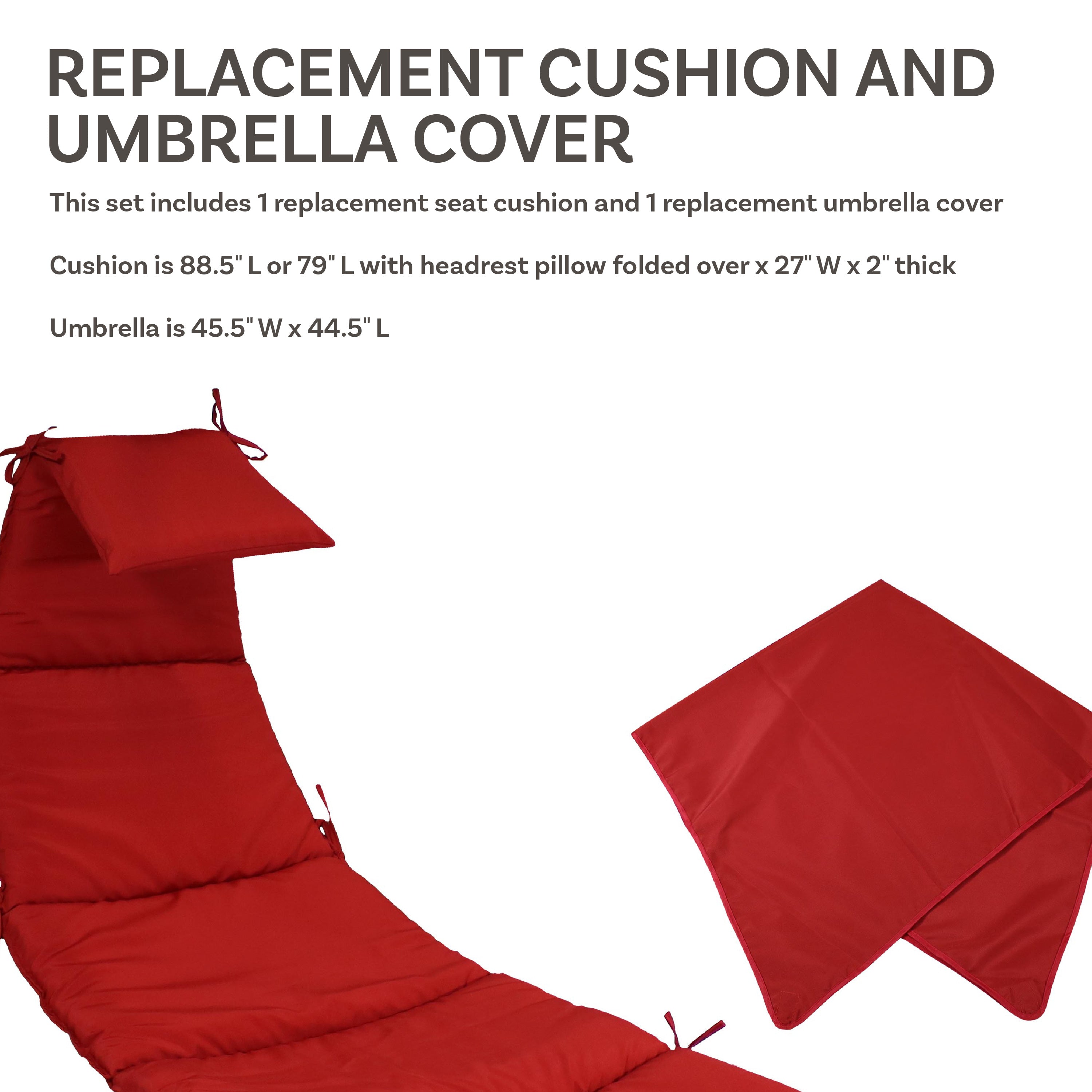 Sunnydaze Hanging Lounge Chair Replacement Cushion & Umbrella Set - Outdoor Patio Furniture Accessories for Poolside, Beach, and Garden Relaxation