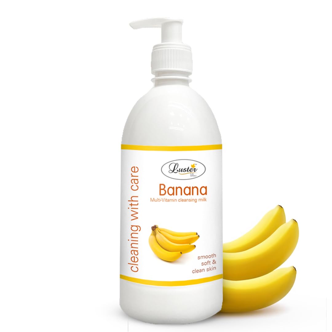 Luster Banana Cleansing Milk - Multi-Vitamin Enriched Deep Cleansing Face Wash for Women | Paraben & Sulfate Free | 500ml | Gentle Daily Cleanser for Smooth, Soft Skin | Perfect for Morning & Night Skincare Routine