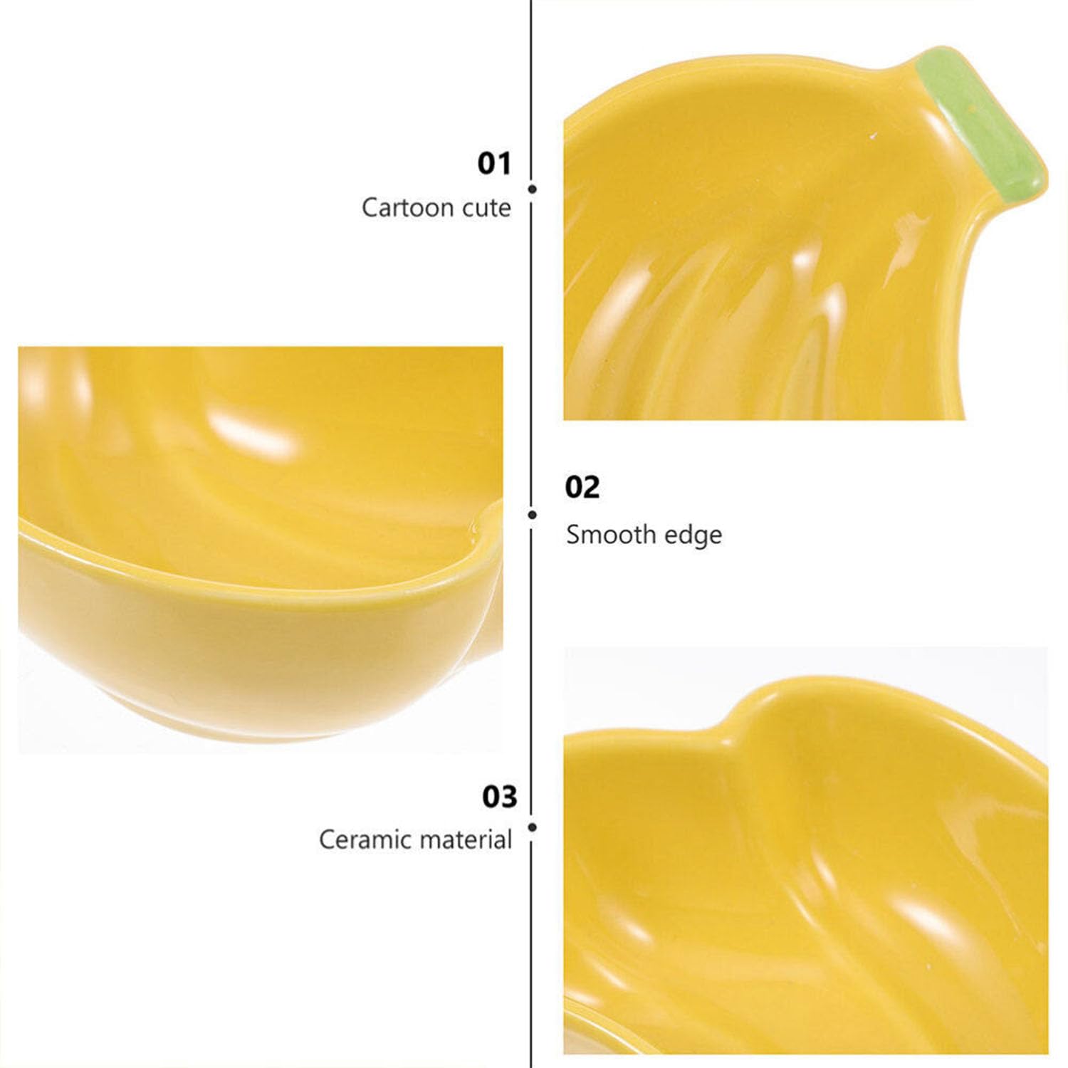 2 Pack Ceramic Pet Food Bowls - Cute Cartoon Banana Design Small Animal Feeder for Hedgehog, Guinea Pig, Hamster | Durable Water & Food Dish for Kittens, Perfect for Home, Travel & Outdoor Use