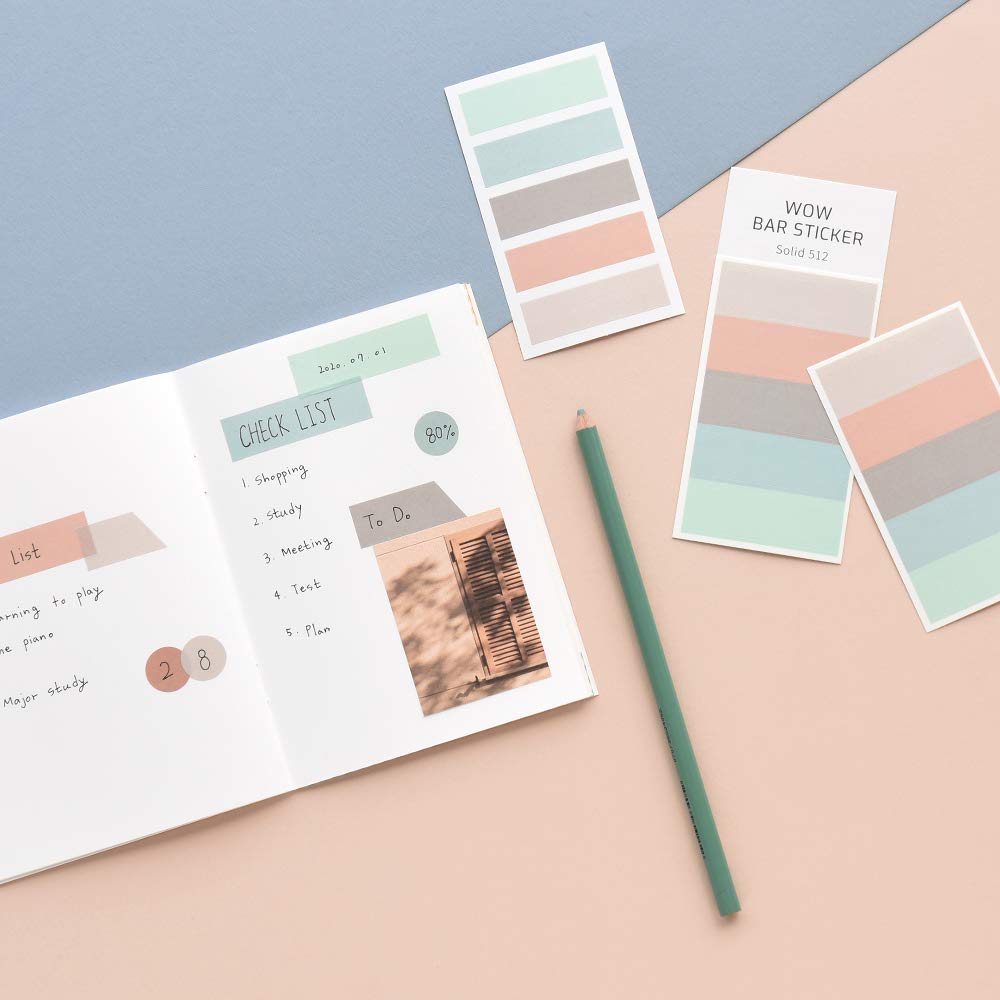 Monolike Wow Bar Sticker Solid C Set - Mini Cute Square Stickers for Planners, Journals, Scrapbooks & DIY Crafts | Waterproof Vinyl Decals for Laptops, Phones & Home Decor