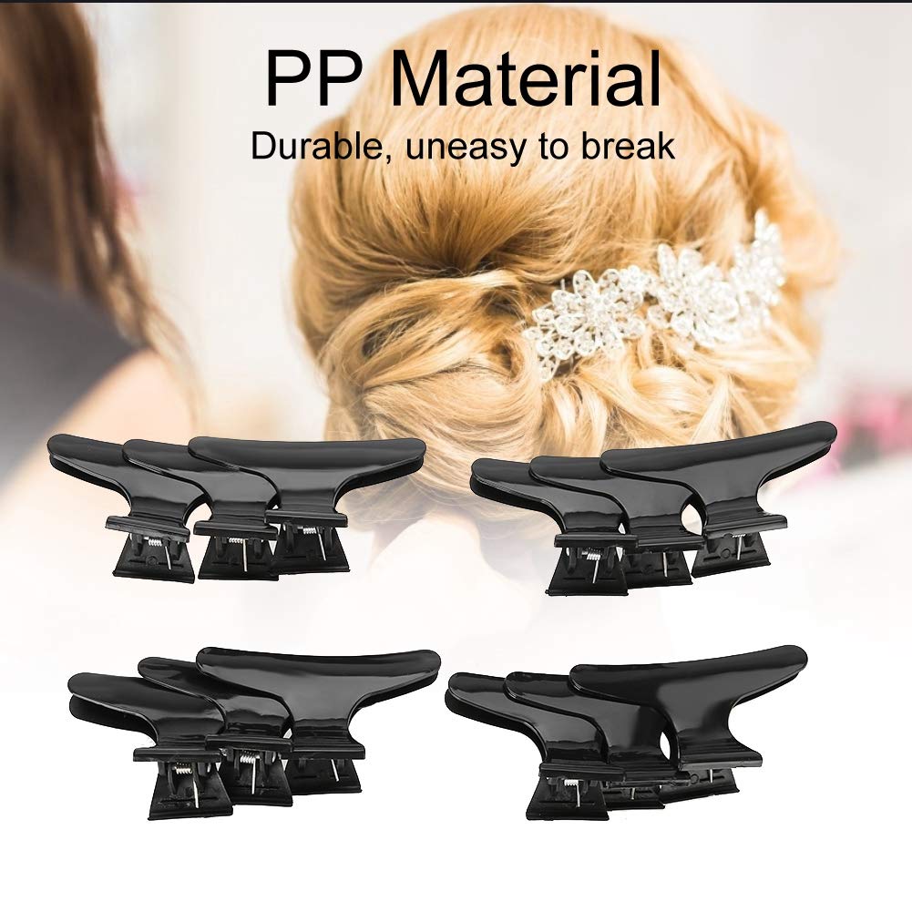12Pcs Black Butterfly Hair Clips for Women - Non-Slip Hairdressing Accessories, Sectioning Clips for Styling, Curling & Salon Use - Perfect for Hair Styling, Braiding & DIY Hair Care