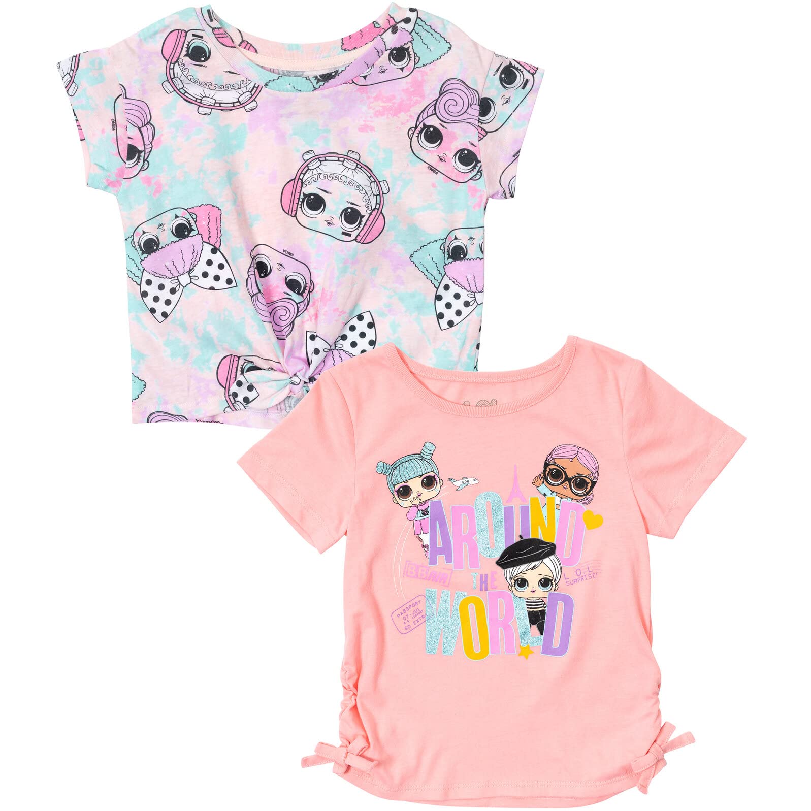L.O.L. Surprise! Beats Girls 2 Pack Graphic T-Shirts for Kids - Cute Cartoon Outfits for Playdates, Birthday Parties & School Wear (Sizes 4-14)