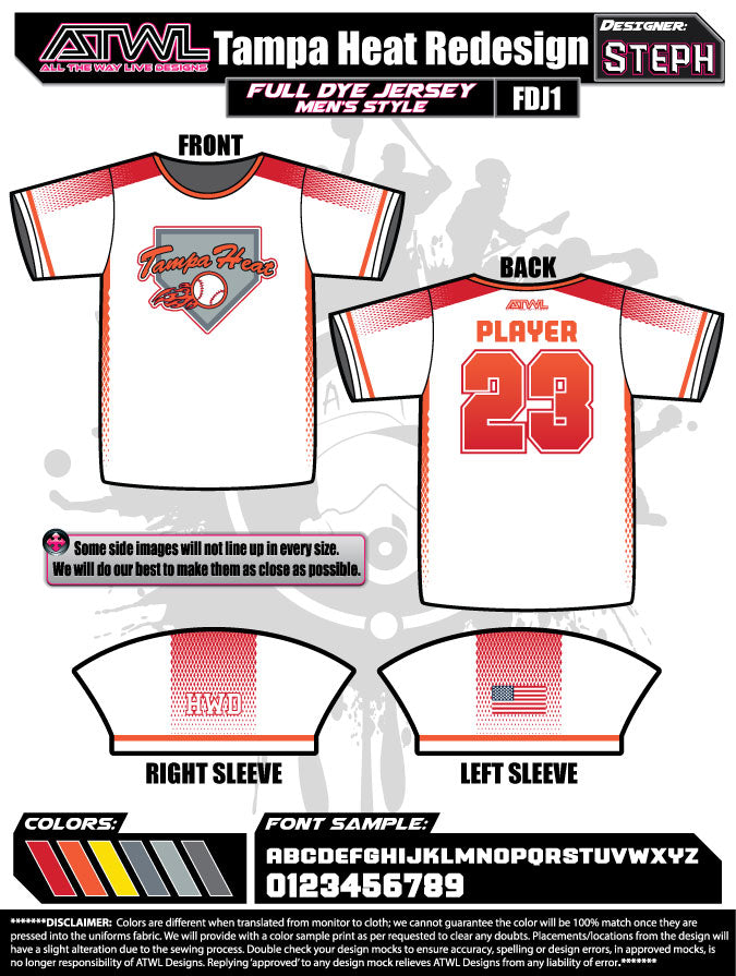 Tampa Heat Full Dye Raglan Jersey - Premium Baseball Performance Shirt for Men & Women - Perfect for Games, Practice & Fan Apparel