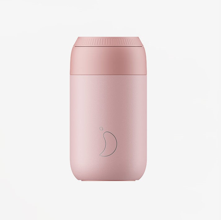 Chilly's Series 2 Insulated Coffee Cup 340ml (12oz) - Leak-Proof Stainless Steel Travel Mug, Blush Pink - Perfect for Hot & Cold Drinks at Home, Office or Commuting