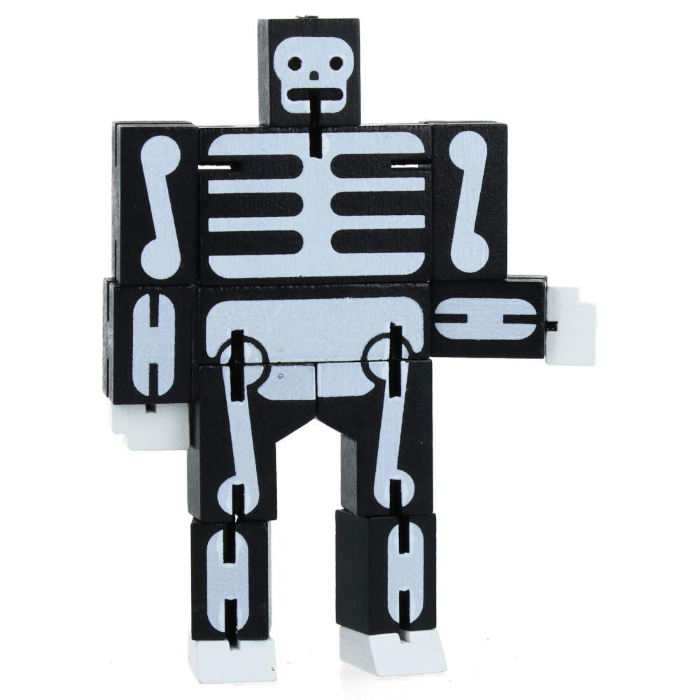 Micro Cubebot Black/Skeleton Wooden Puzzle Toy - Fun Brain Teaser & Stress Relief for Kids & Adults - Perfect for Office, Home, and Travel