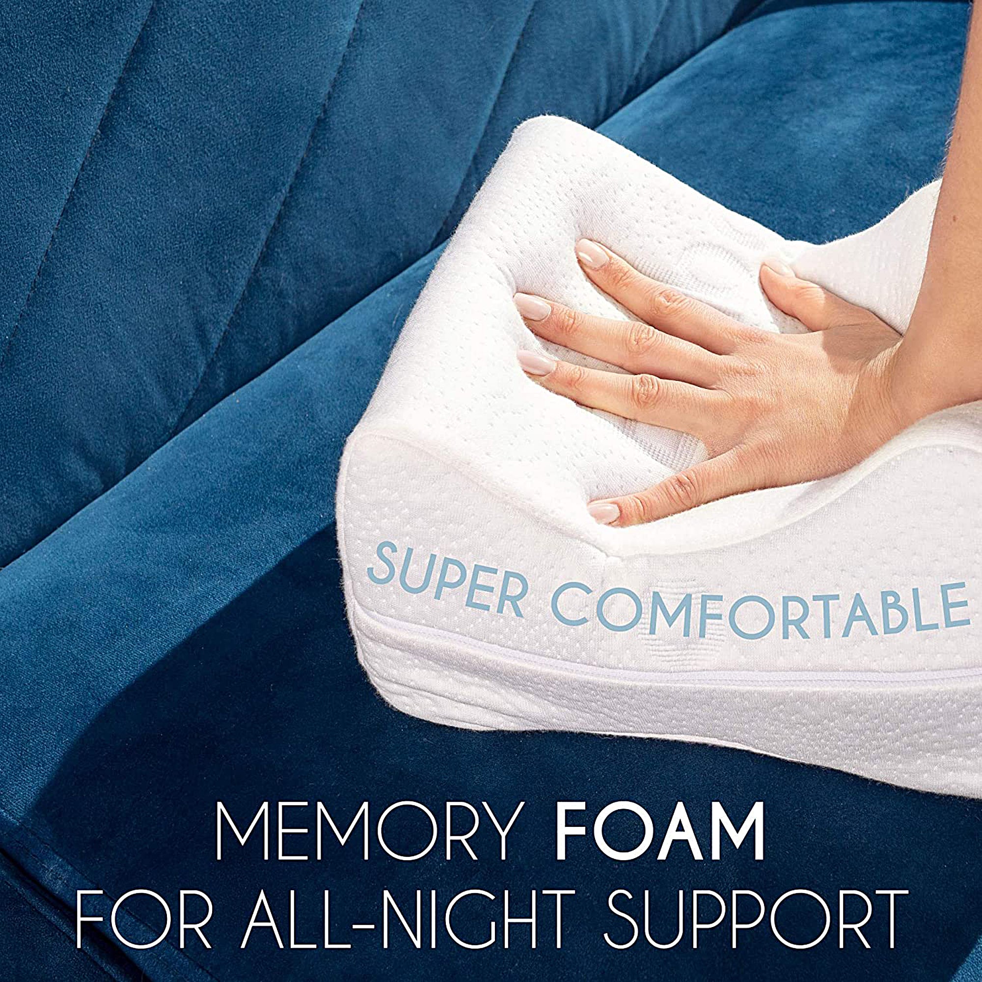 **Memory Foam Knee Pillow for Side Sleepers - Orthopedic Support with Bamboo Cover for Hip, Back & Sciatica Pain Relief - Pregnancy Pillow for Comfort & Alignment (Ideal for Sleeping, Post-Surgery & Pain Management)**