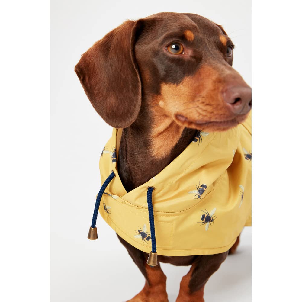 Rosewood x Joules Go Lightly Yellow Bee Print Packable Dog Jacket - Small Size, Washable, Lightweight & Water-Resistant Coat for Small Dogs - Perfect for Outdoor Walks, Park Visits & Travel Adventures