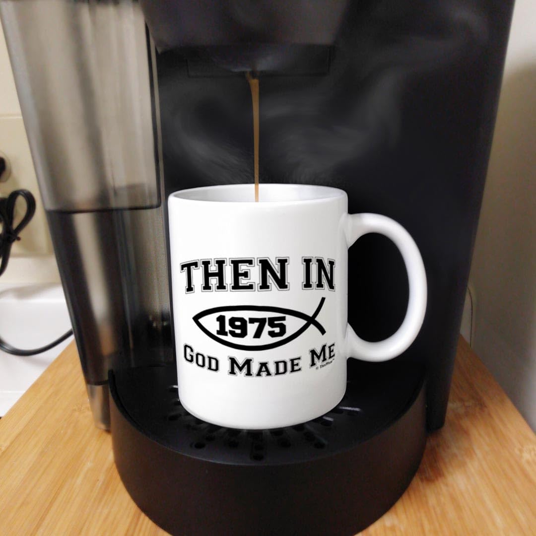ThisWear 50th Birthday Mug Set - 2 Pack 11oz Coffee Mugs with 'Then In 1975 God Made Me' Design - Perfect 50th Birthday Gifts for Women & Men - Great for Coffee, Tea & Celebrations