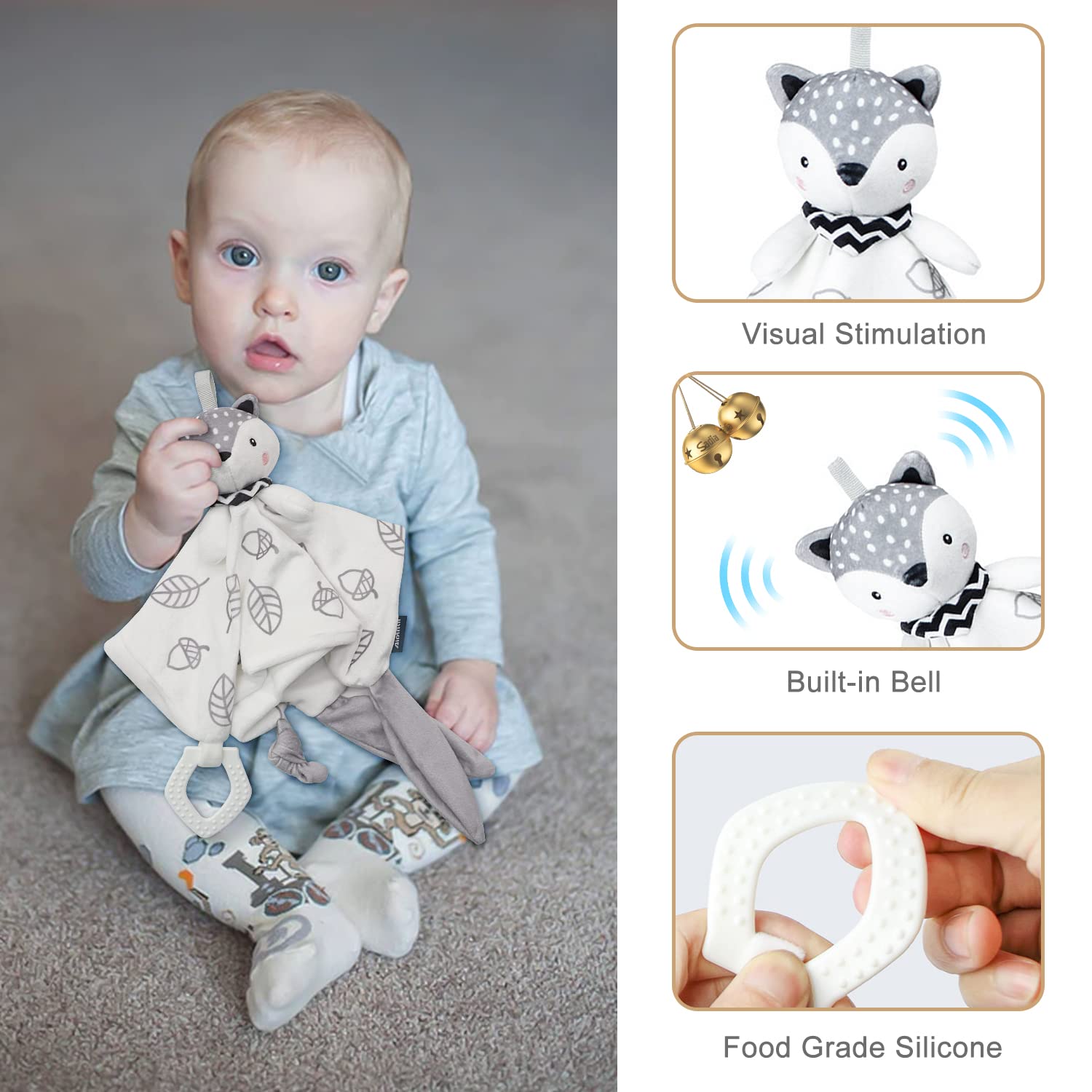 Baby Shower Gift Set for Boys - Newborn Blanket, Lovey Security Blanket, Wooden Rattle Toy, Funny Bibs & Socks with Greeting Card - Perfect Baby Boy Gift Basket for Showers, Birthdays & Welcome Home Celebrations