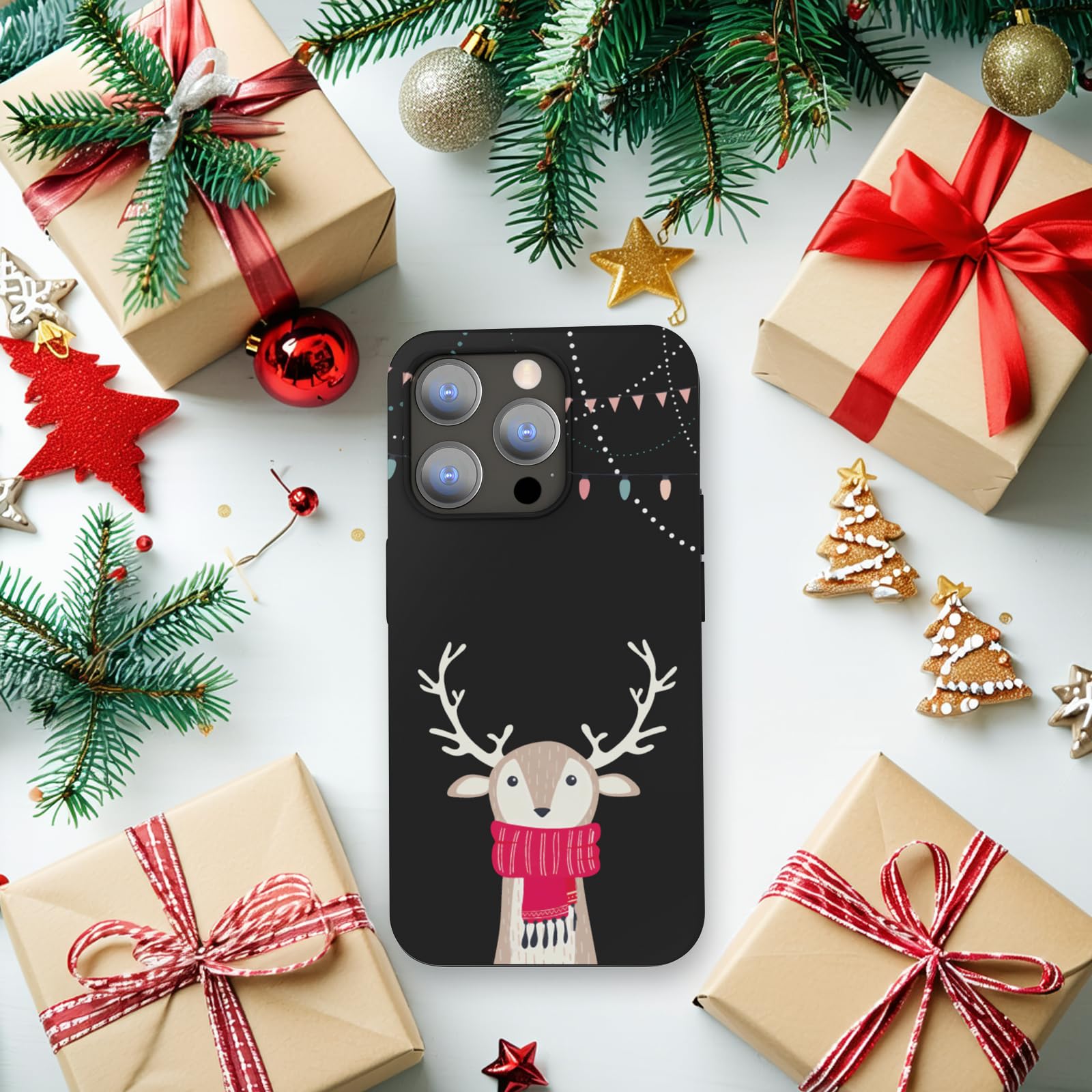 **YESPURE Cute Girly Black Matte Christmas Deer iPhone 13 Pro Max Case - Soft TPU Shockproof Anti-Scratch Protective Cover - Perfect Holiday Gift for Women & Girls**    *(Use Case: Ideal for daily protection, holiday gifting, and adding festive style to your iPhone 13 Pro Max.)*