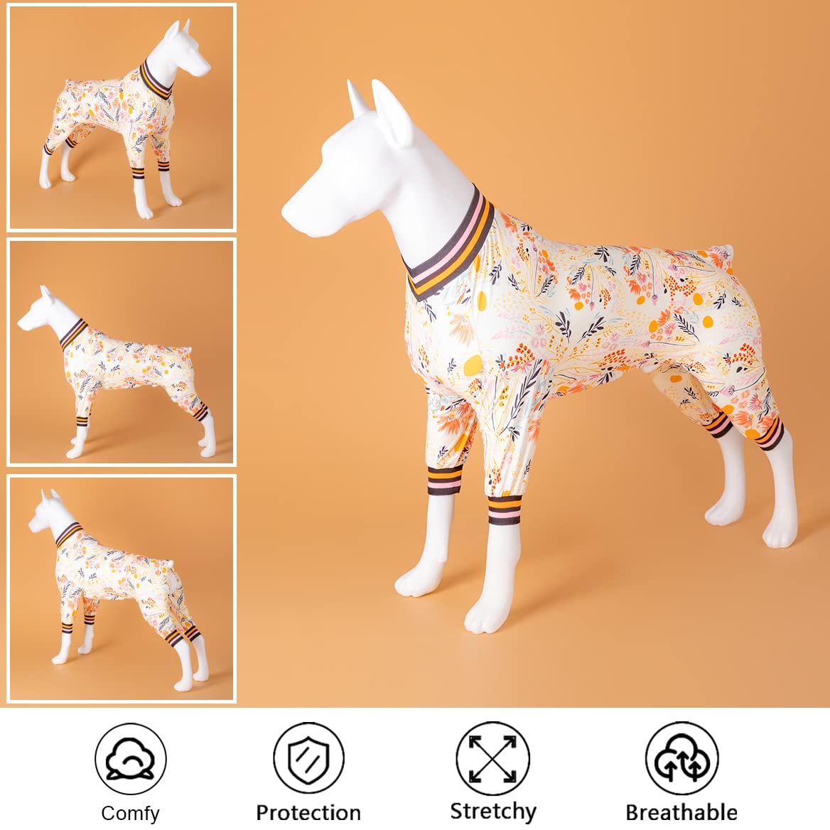 LovinPet Large Dog Onesie Pajamas - Anxiety Relief & Post-Surgery Recovery Suit for Dogs | Breathable Stretchy Fabric | XXL Size | Perfect for Morning Walks & Comfortable Home Wear