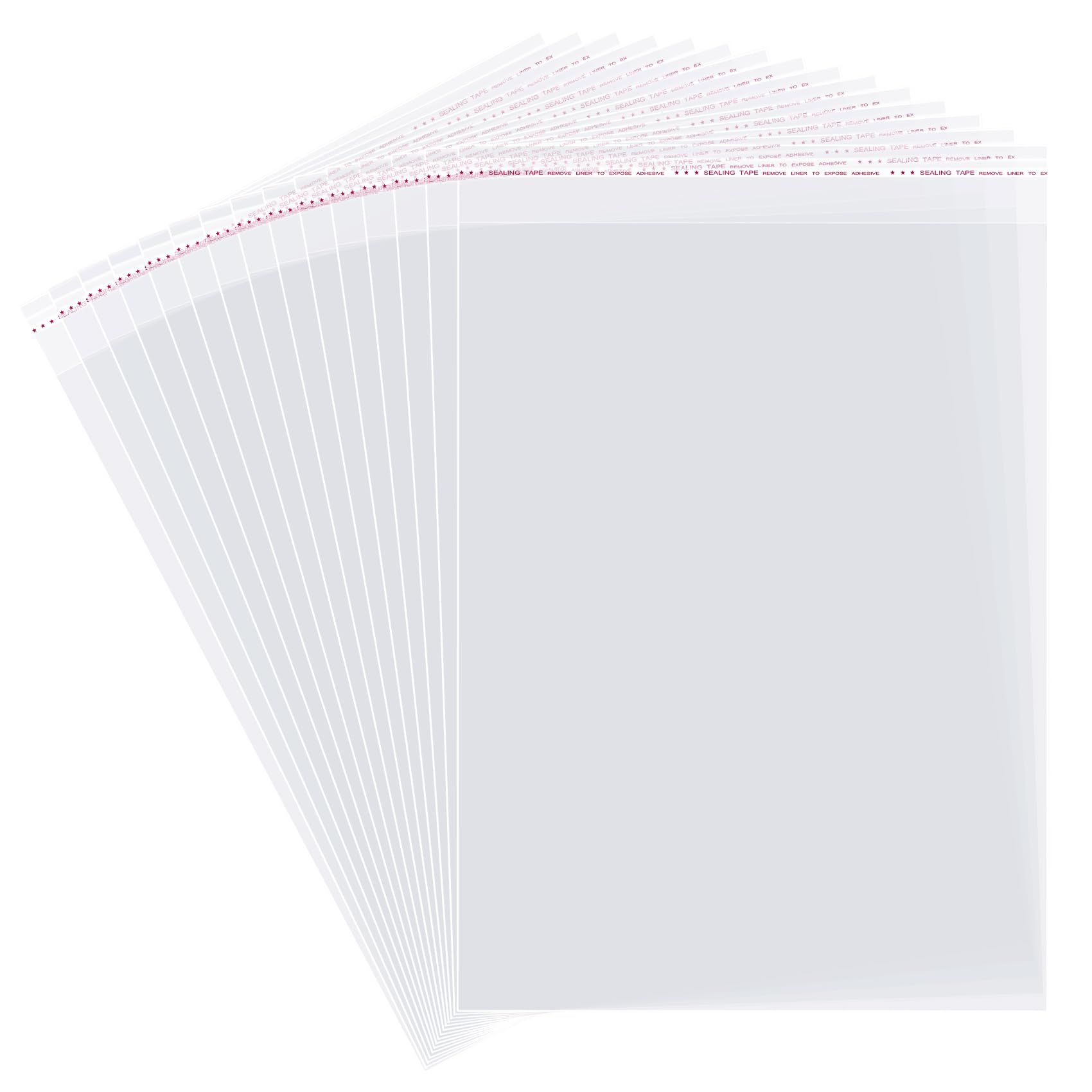 100 Pcs 12x16 Inches Clear Resealable Cellophane Plastic Bags for Shirts, Clothing & Product Packaging - Large Self Sealing BPA-Free Storage Bags for Retail, Ecommerce & Gift Wrapping