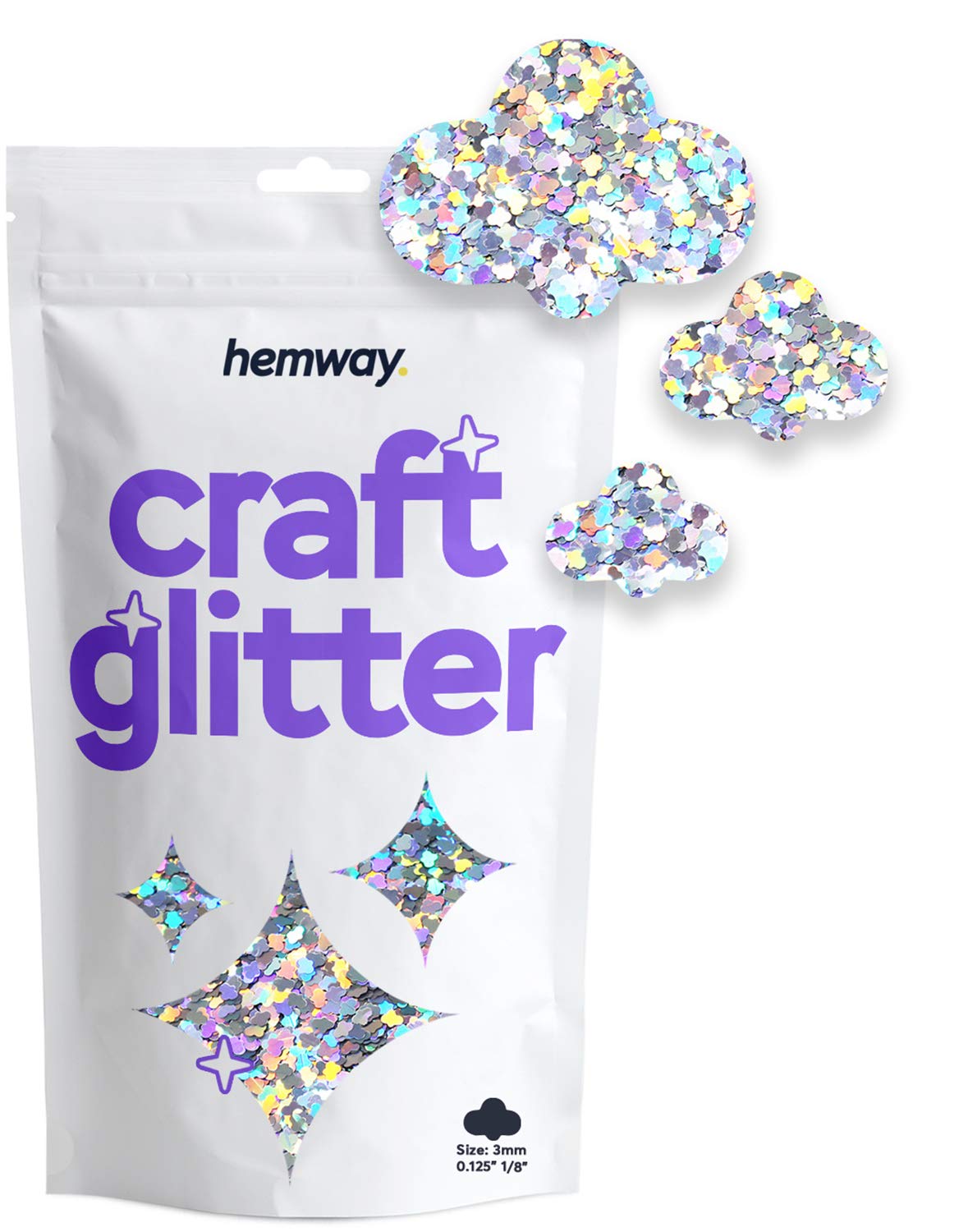 Hemway Premium Holographic Silver Glitter - 1/8