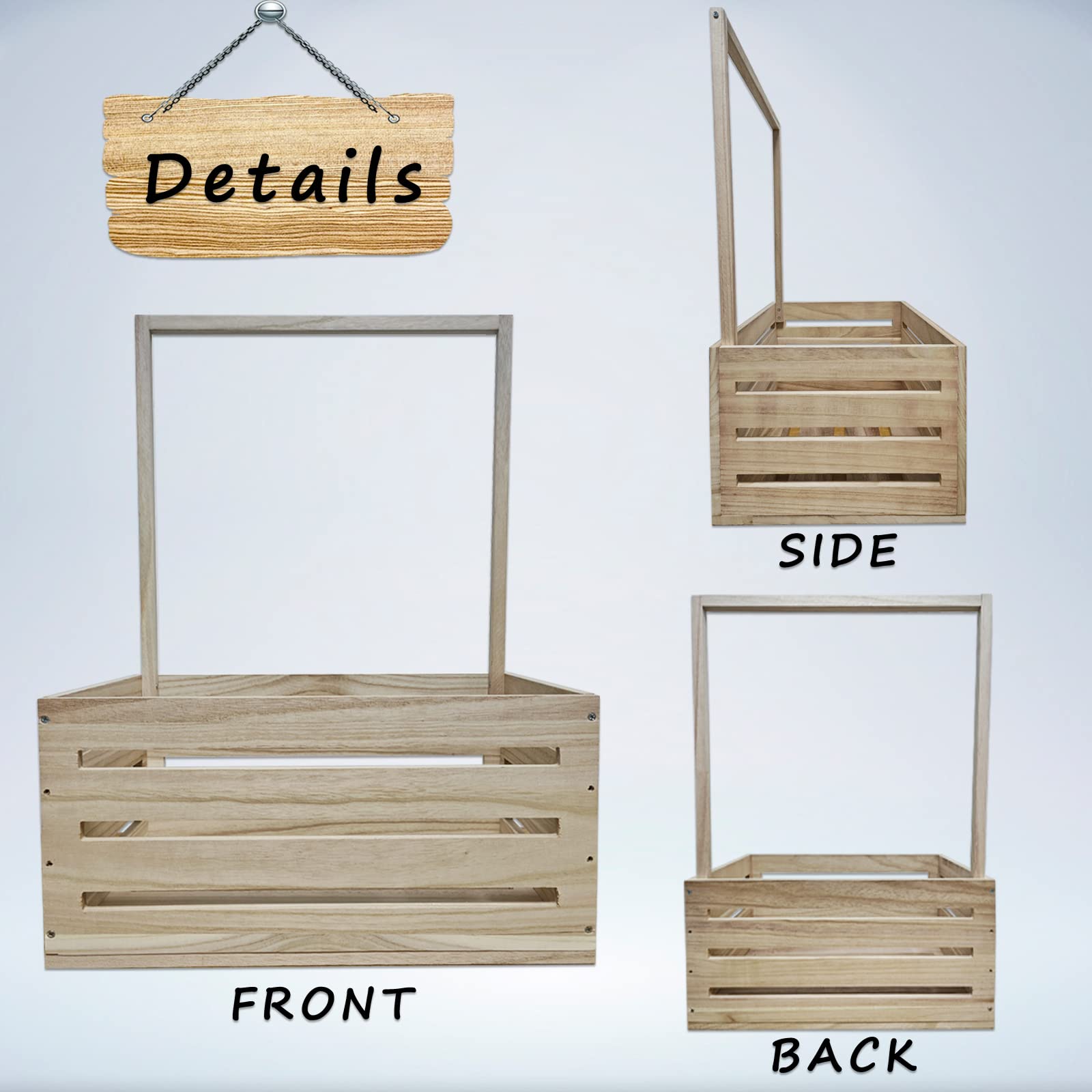 Wooden Baby Shower Gift Crate with Handle - Large Storage Basket for Newborn Boys & Girls - Perfect Baby Shower, Pregnancy & Welcome Gifts for New Parents - Nursery Organization & Home Decor