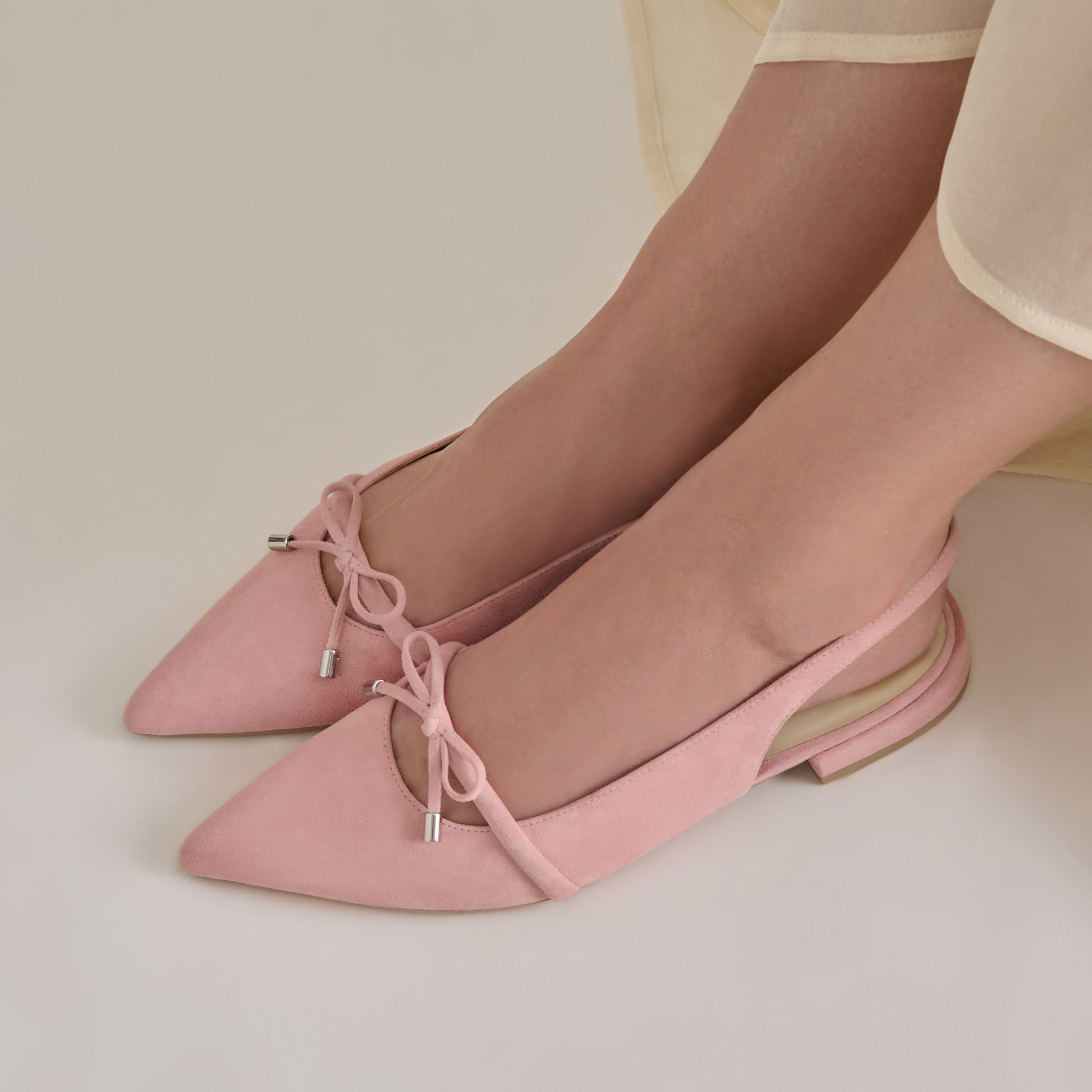 PAYGE Women's Flats in Petal Pink Suede - Comfortable Slip-On Shoes for Casual Wear, Office & Everyday Use
