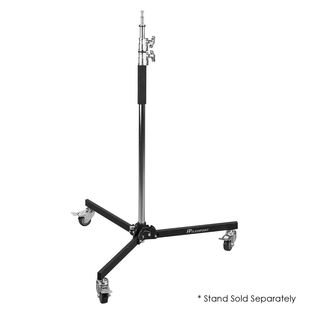 Flashpoint Folding Wheeled Base Stand - Black/Chrome-Plated 11 Foot Heavy Duty Light Stand for Photography & Video Studio Equipment - Perfect for Studio Lights, Backdrops & Portable Shooting