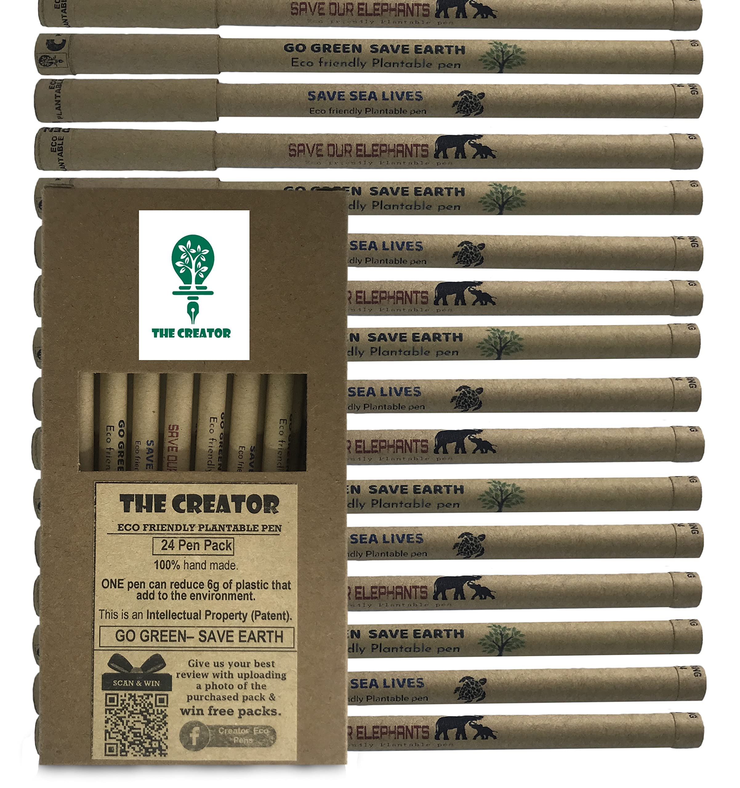 Eco-Friendly Plantable Pens - Biodegradable & Sustainable, Pack of 24 Blue Pens with Seeds, Reduces Plastic Waste (6g per Pen) - Perfect for Earth Day Gifts, Office Supplies & Green Living