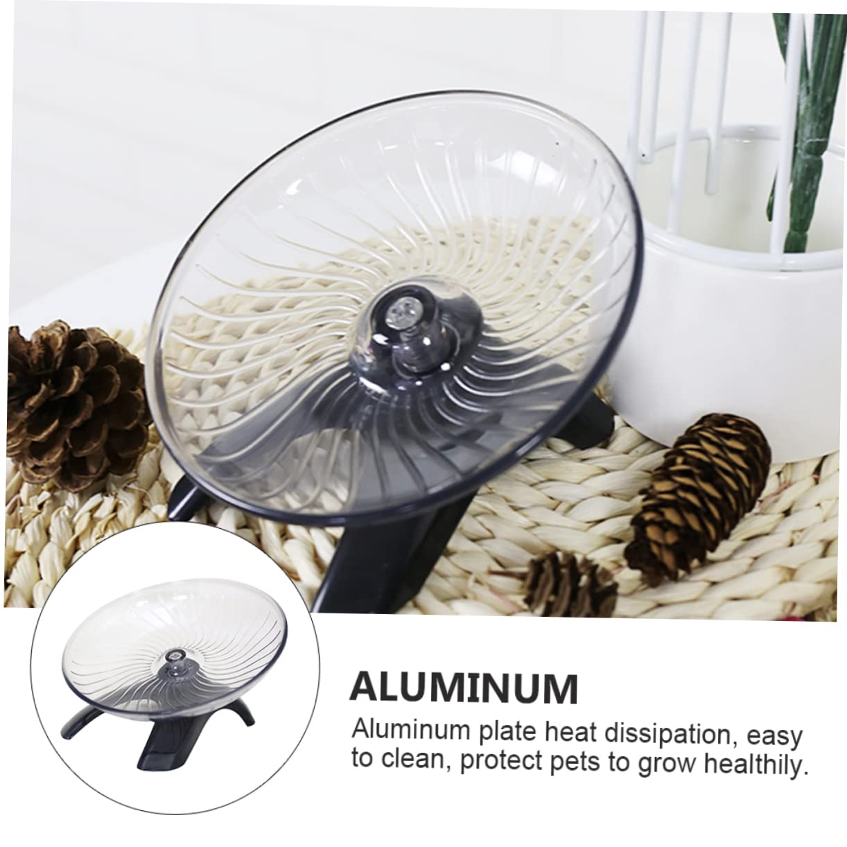 Silent Hamster Exercise Wheel - Noiseless Running Wheel for Gerbils, Rats, Hedgehogs & Small Pets - Grey Flying Saucer Design - Perfect for Cage Fitness & Nighttime Playtime