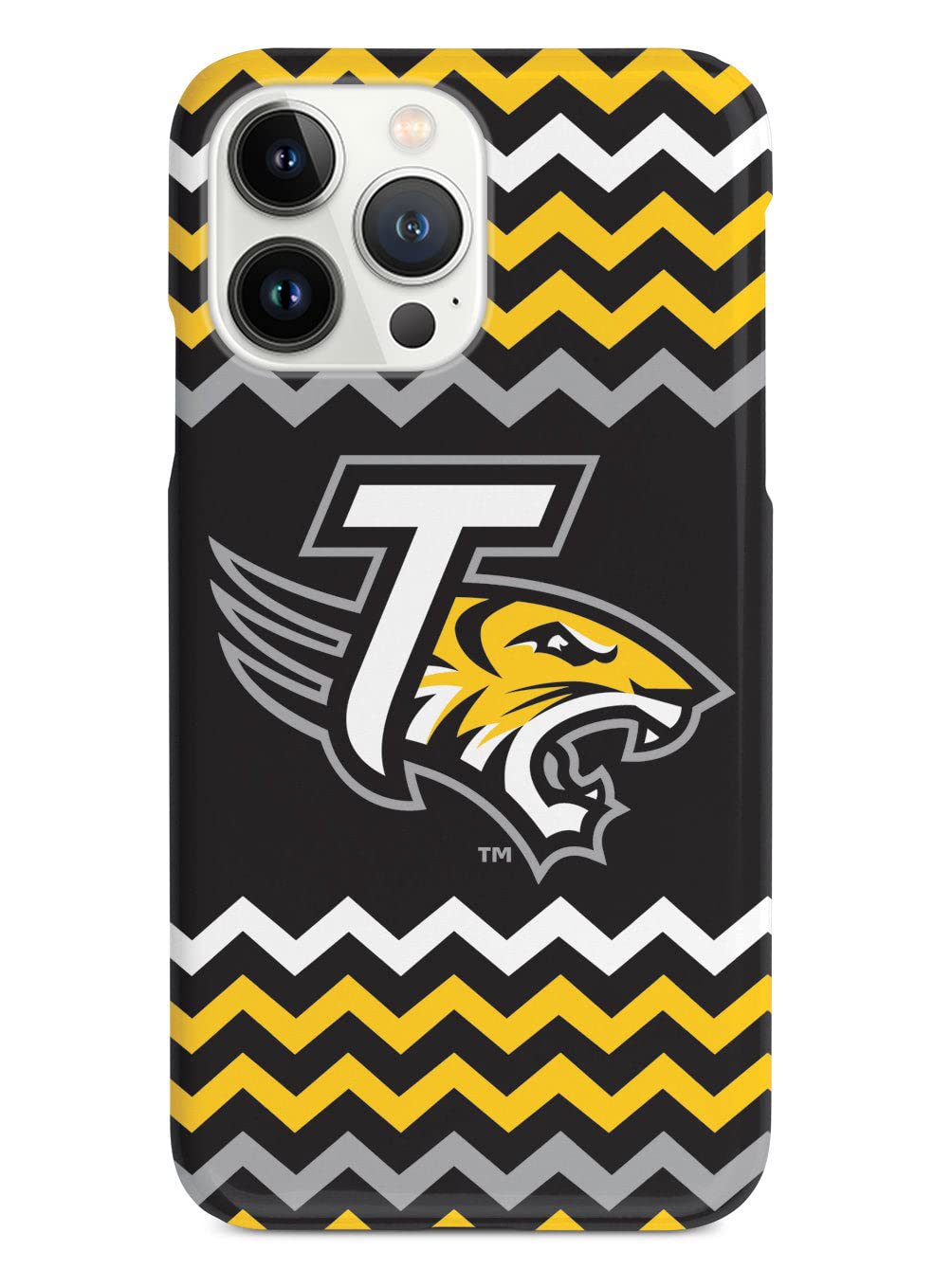 **3D Textured iPhone 15 Pro Max Case - Shockproof Rubber Bumper Cover - Protective Phone Case for Apple iPhone 15 Pro Max - Towson University Tigers Chevron Design - Perfect for School, Work & Outdoor Activities**