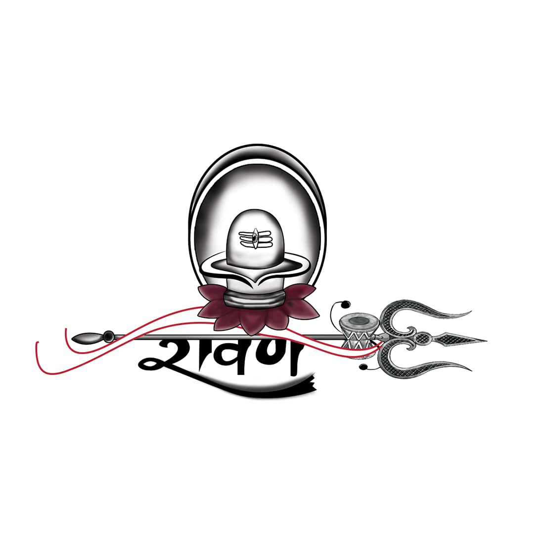 Waterproof Temporary Tattoo for Men & Women - Ravan with Trishul Shivling Design - Long Lasting Fake Body Art for Parties, Festivals & Cosplay