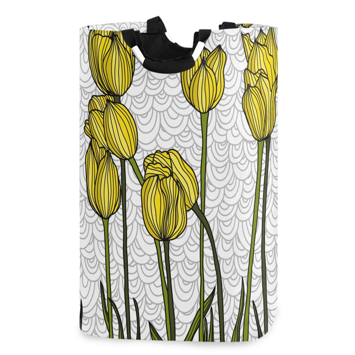CaTaKu Tulip Laundry Hamper - Large Waterproof Laundry Basket with Abstract Flower Design, Easy Carry Handle for Home, Dorm, Laundry Room - Perfect for Bedroom, Bathroom & Closet Organization