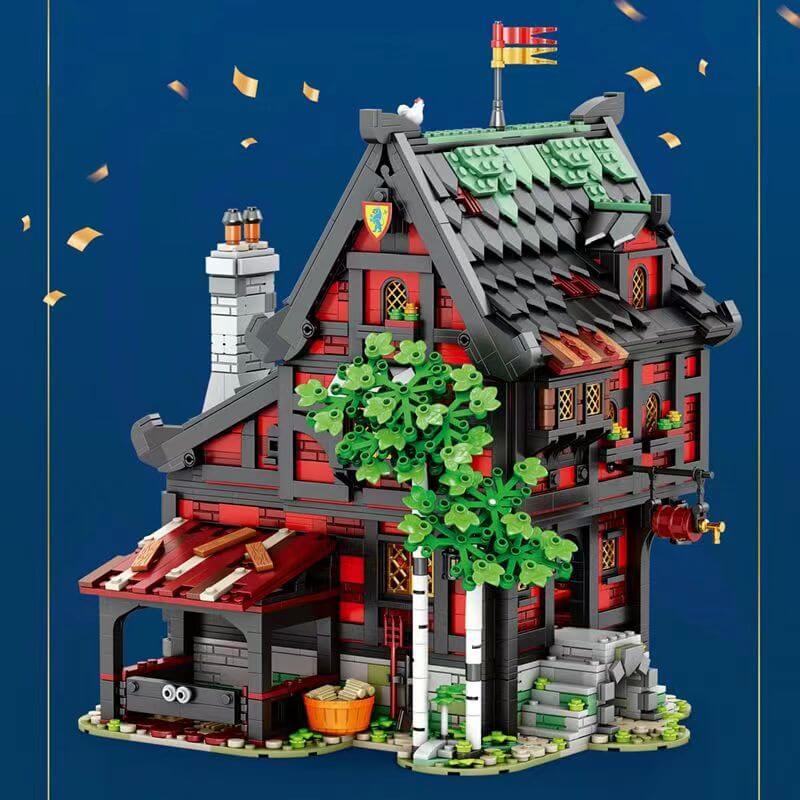 Reobrix 66017 Medieval Tavern Building Blocks Set - THE CRUSADER'S INN Castle Model Kit for Adults & Teens - Perfect for Collectors, Home Decor & Medieval Theme Display