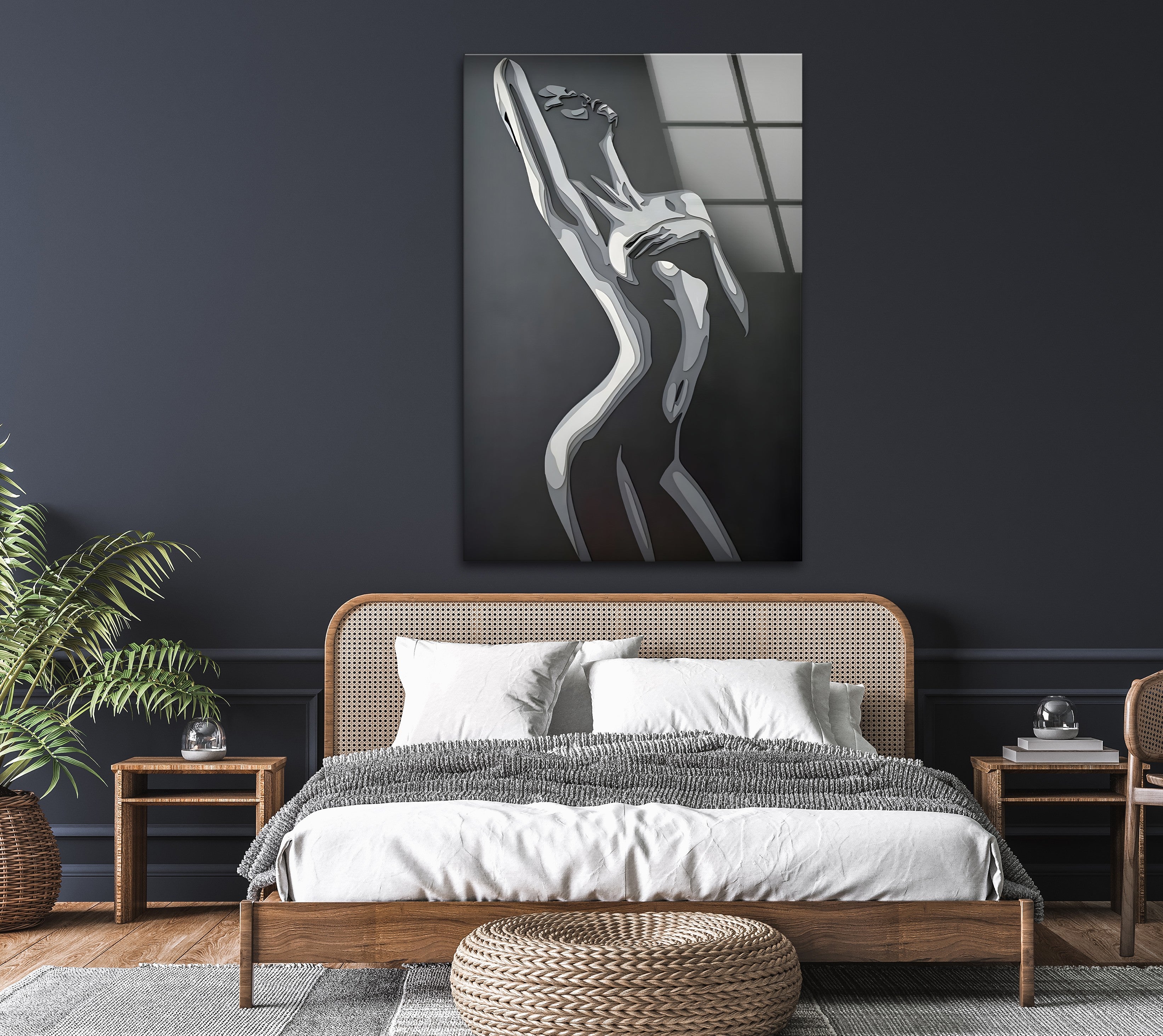 Abstract Nude Sculpture Wall Art - Modern Black & White Fine Art Print for Living Room & Bedroom Decor