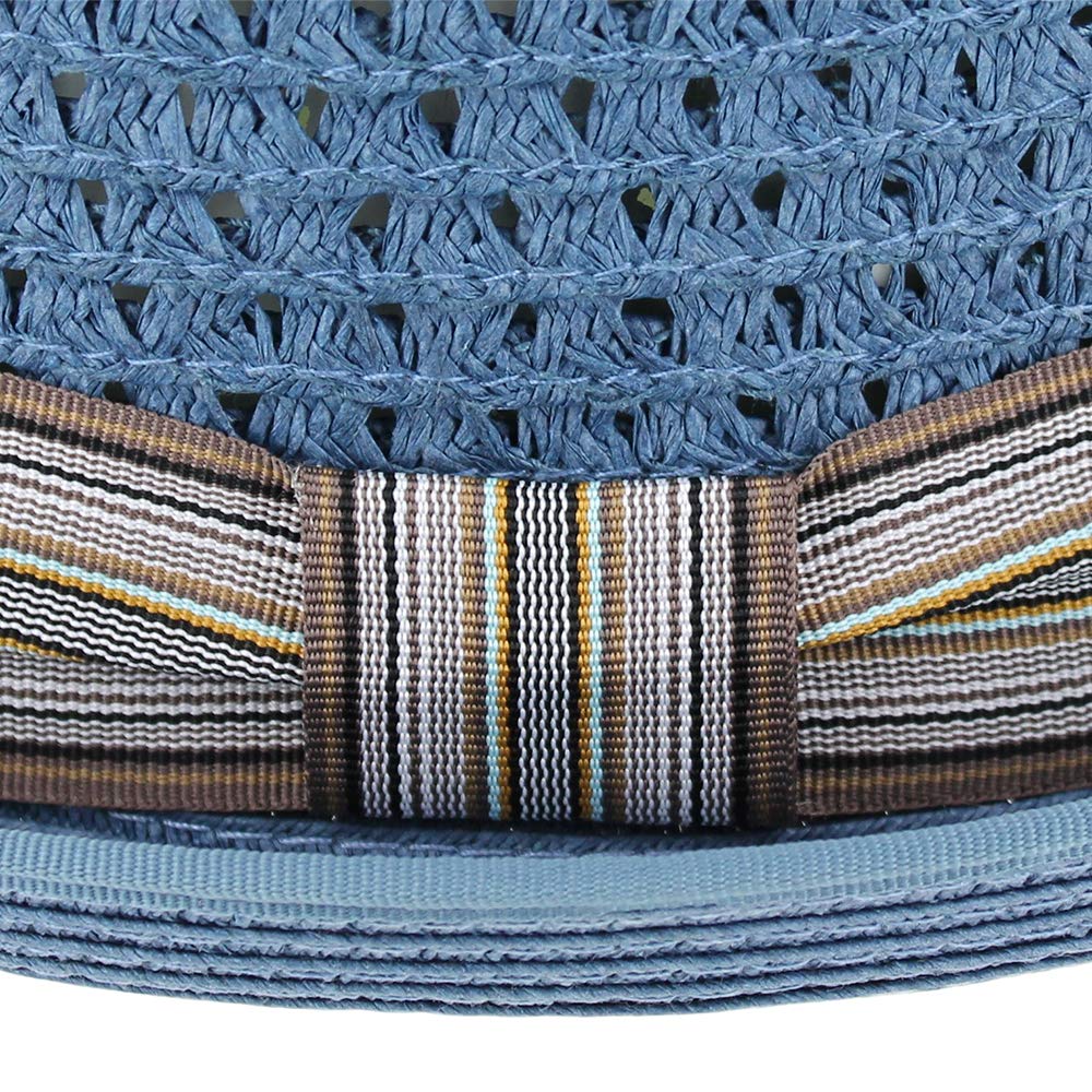 Summer Straw Porkpie Hat for Men & Women - Blue, Tan, Black | Beach & Outdoor