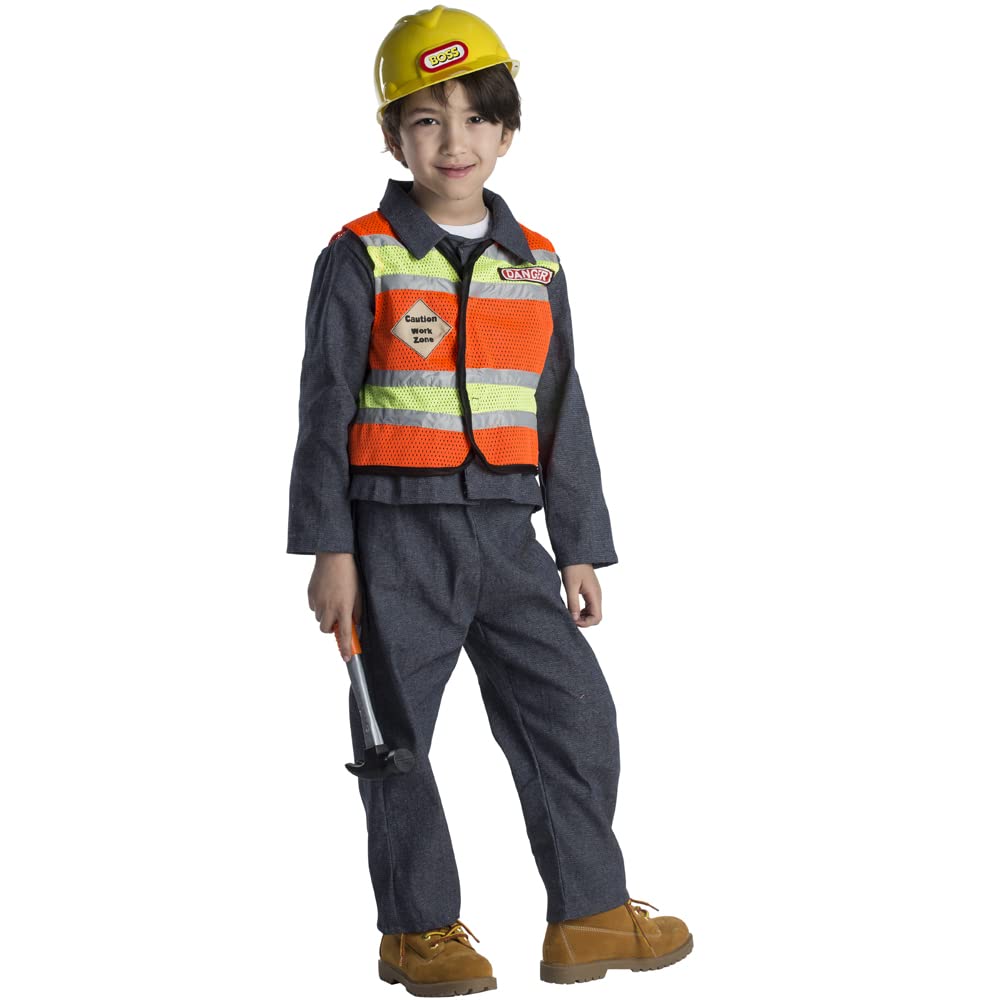 Kids Construction Worker Costume - Toddler Dress Up Outfit for Halloween & Role Play | Durable & Realistic Workwear for Pretend Play