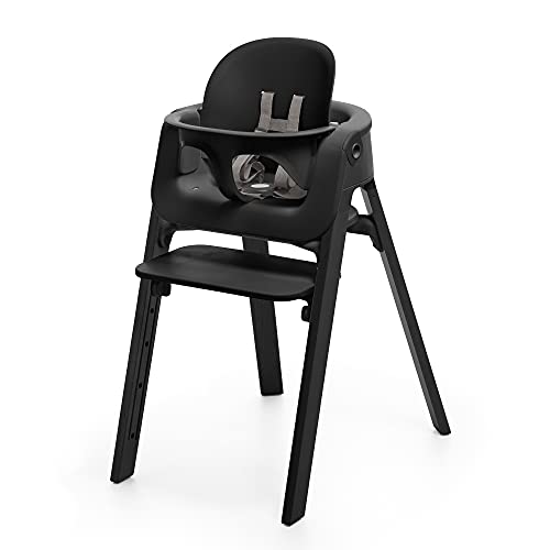 Stokke Steps High Chair 5-in-1 Adjustable Baby Feeding Chair with Baby Set - Convertible Toddler Chair for 6-36 Months (Up to 187 lbs) - Tool-Free Assembly - Perfect for Dining, Weaning & Playtime - Modern Black Design