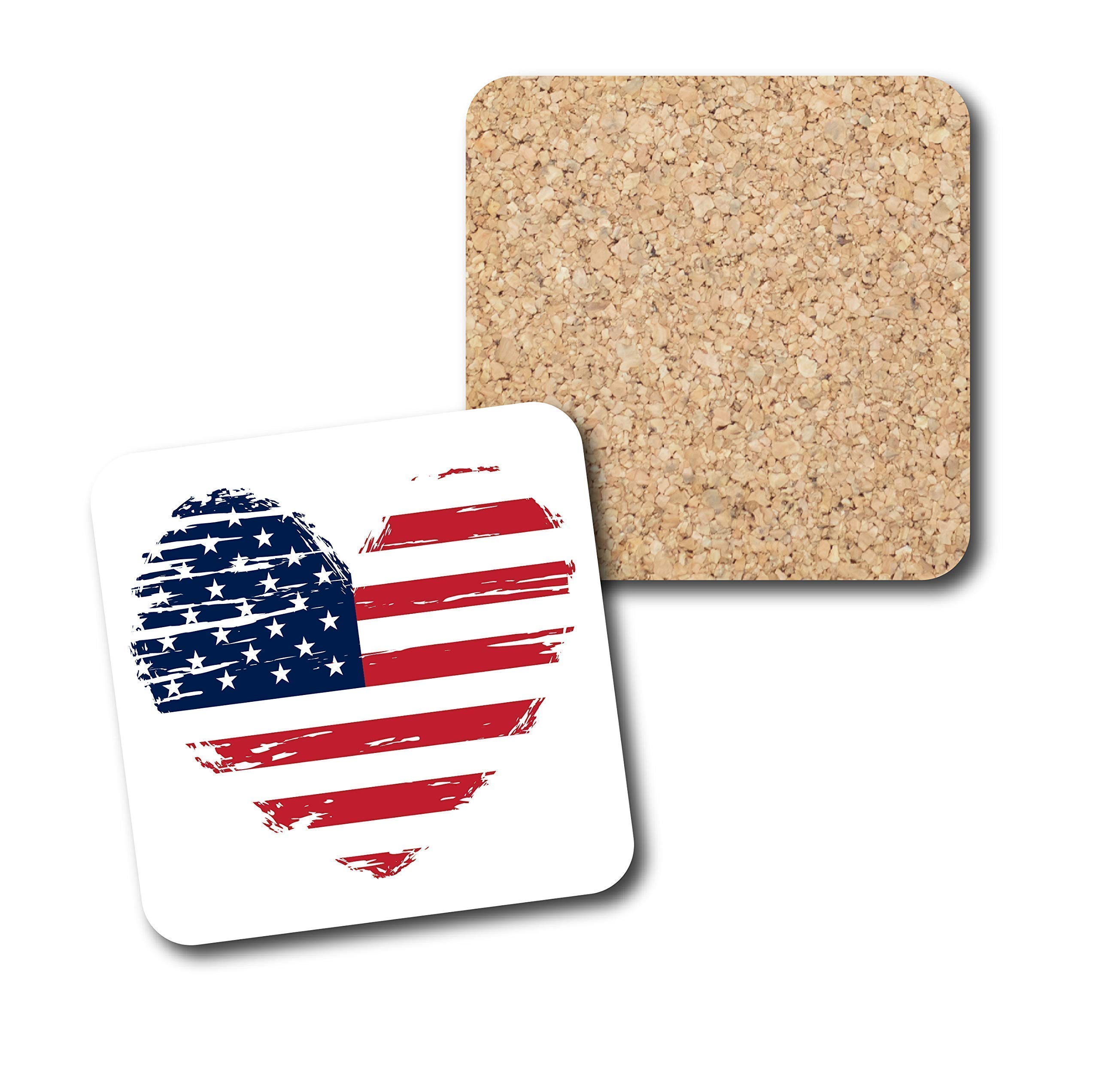 Custom 4th of July Coasters Set of 4 or 6 - Patriotic Independence Day Drink Coasters with Spill Protection - Round & Square Durable Printed Table Coasters - Personalized Gift for Family & Friends - Perfect for BBQs, Parties & Home Decor