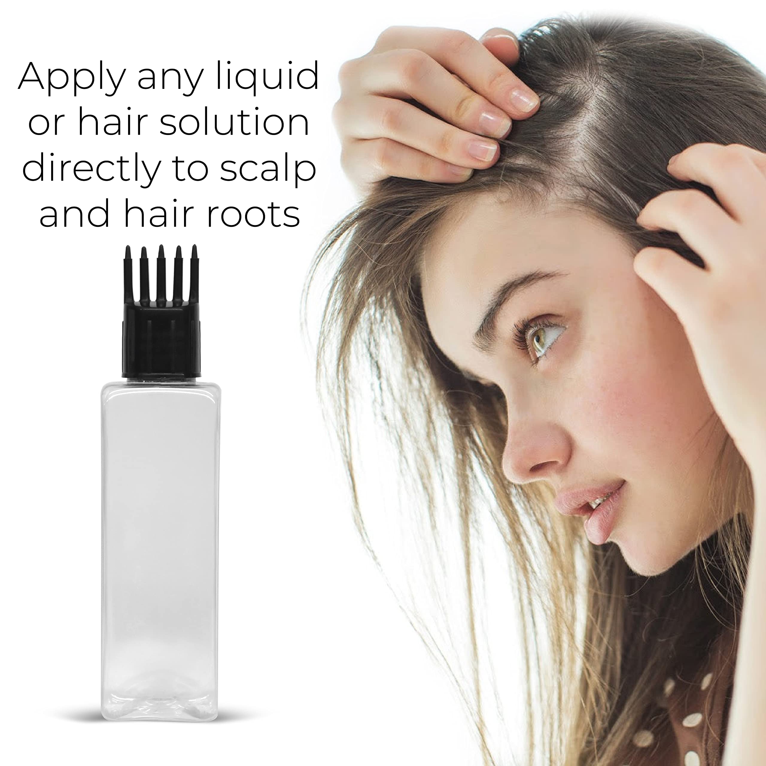 MAPPERZ 100ml Refillable Empty Hair Root Comb Applicator Bottle for Hair Oil, Shampoo & Medicine - 6 Pack | Perfect for Salon, Travel & Home Hair Care
