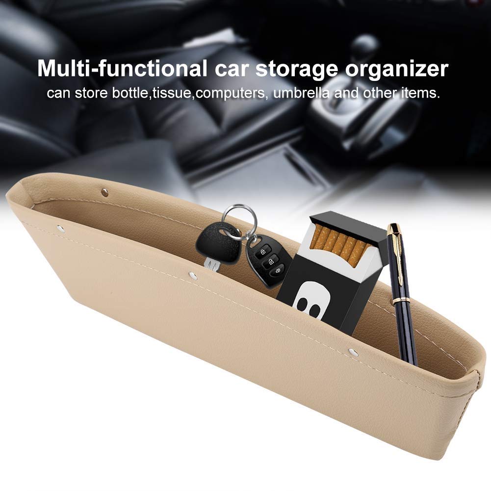 Leather Car Seat Gap Filler Organizer - Black Storage Box for Phone, Sunglasses & Keys | Perfect for Car Organization & Road Trips