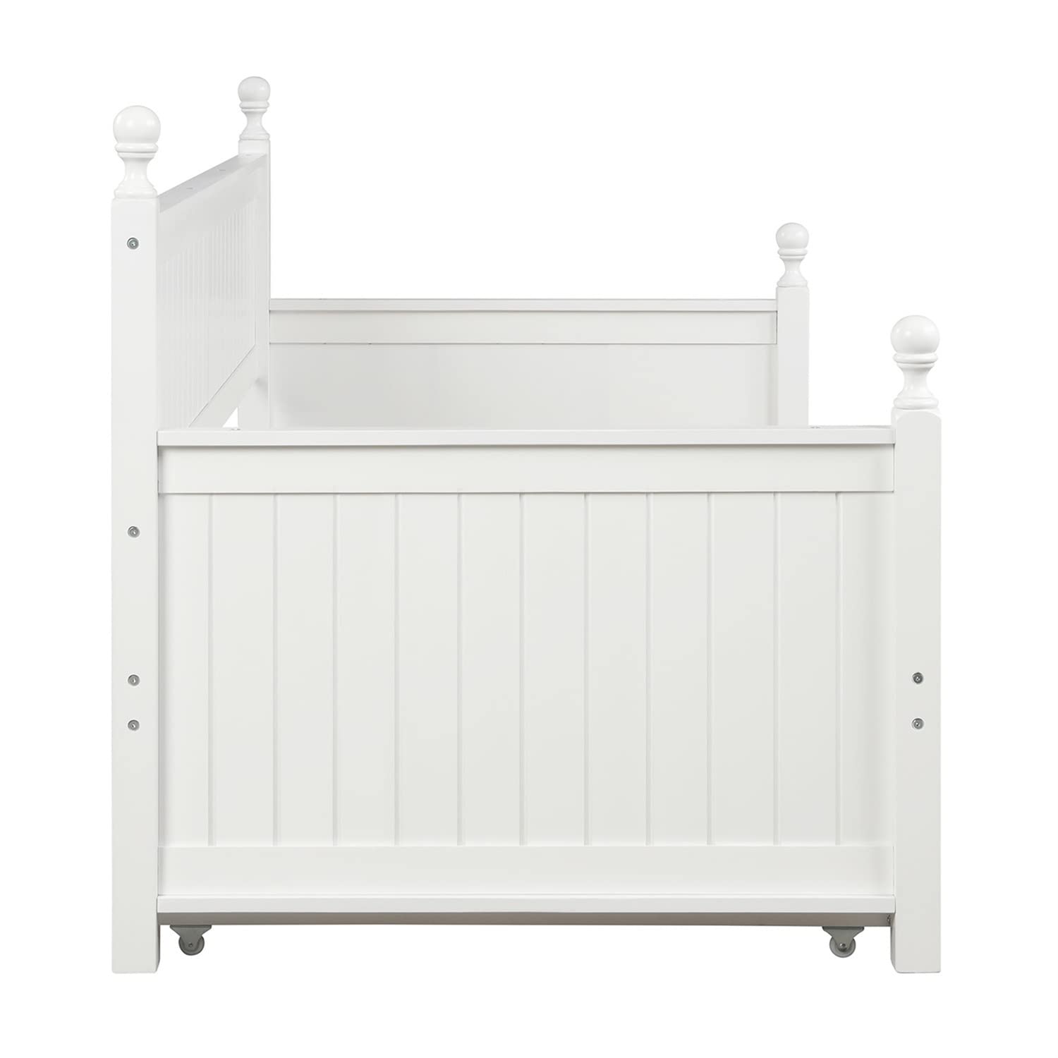 Twin Daybed with Trundle - Solid Wood Daybed Frame for Living Room & Bedroom - Convertible Sofa Bed for Kids, Guests & Sleepovers - Twin Size White - Perfect for Small Spaces & Overnight Visitors