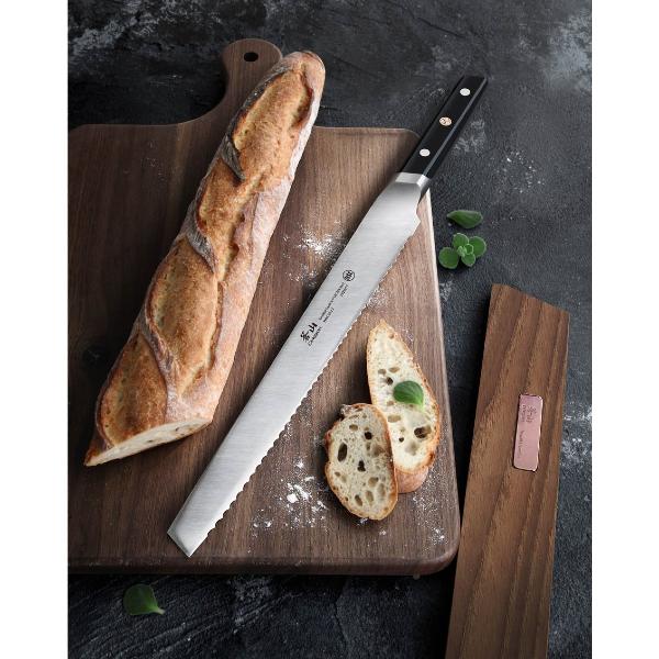 Cangshan TC Series 10 1/4 Inch Bread Knife with Wood Sheath - Professional Stainless Steel Kitchen Knife Set for Slicing Bread, Cake & Pastries - Perfect for Home Bakers & Professional Chefs