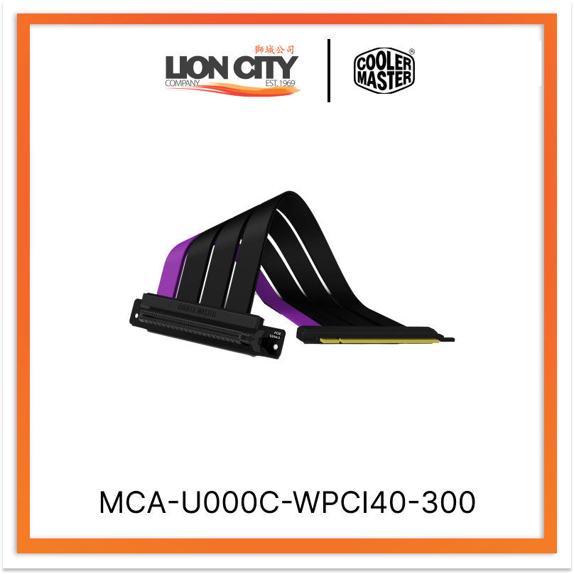Cooler Master MCA U000C WPCI40 300mm PCIe 4.0 Riser Cable - White | High-Speed Vertical GPU Mounting Solution for Gaming PC & Workstation Builds