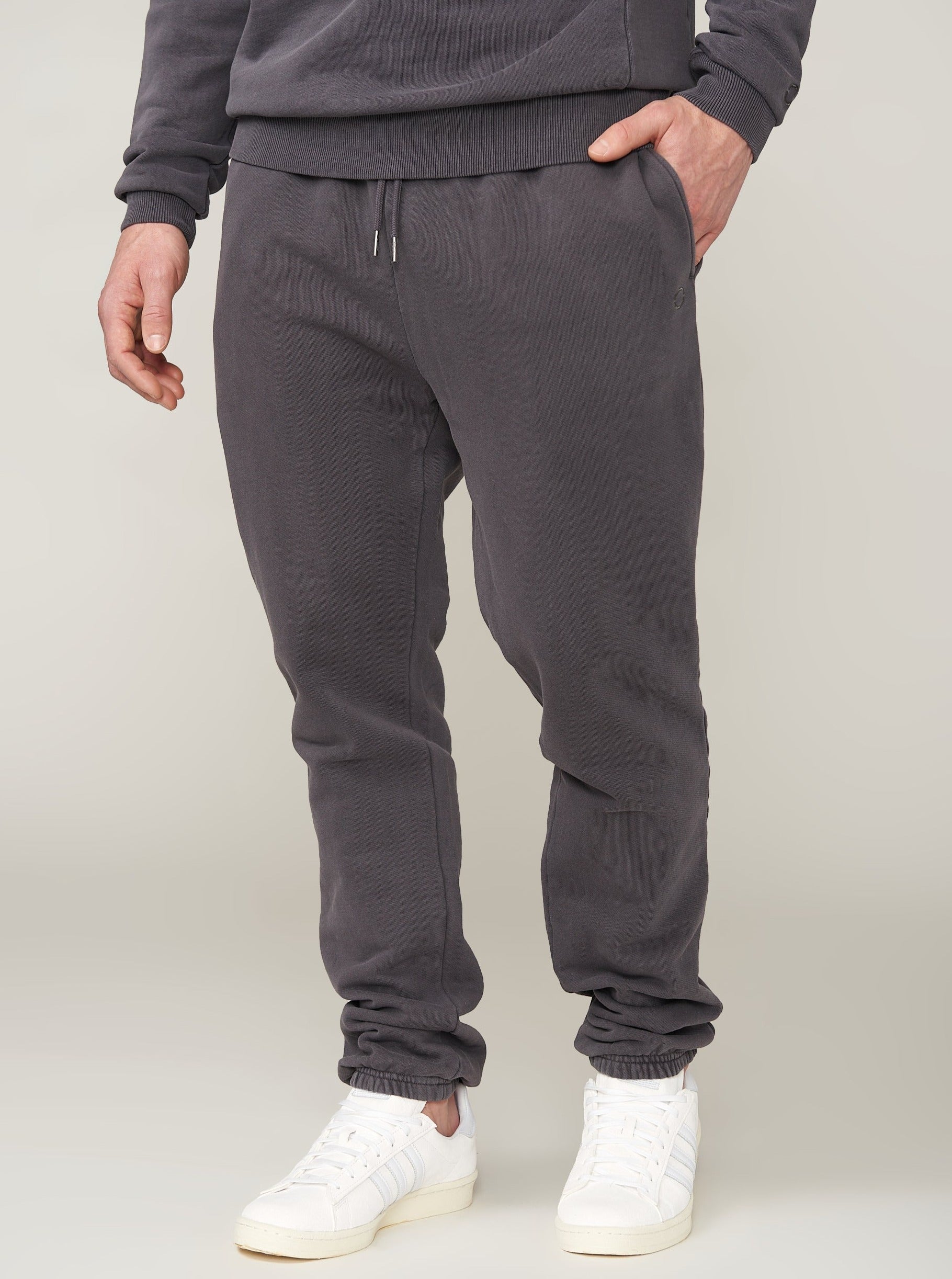 Miles French Terry Stacked Jogger Pants for Men - Dark Stone Color | Comfortable Lounge & Workout Joggers for Casual Wear & Gym