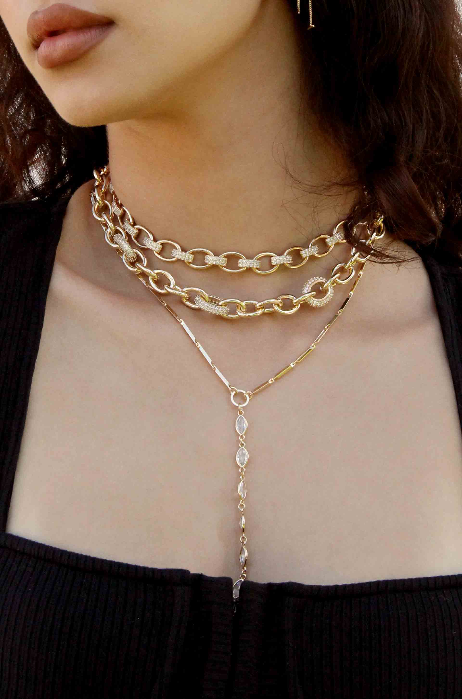 Empowered Crystal & Chain Link Necklace - Spiritual Healing Jewelry for Women, Boho Chic Accessories for Meditation, Yoga & Positive Energy
