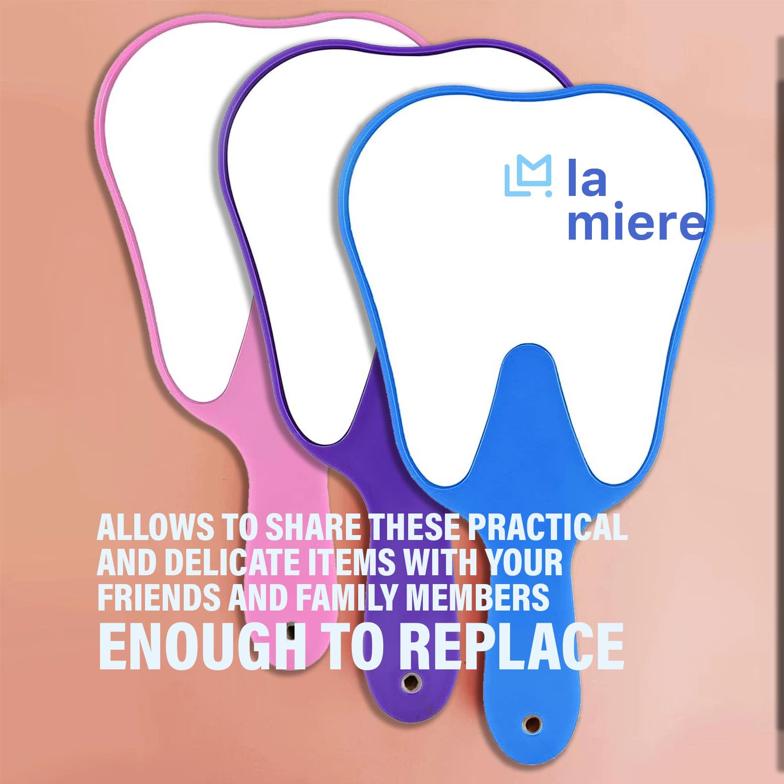 Pink Handheld Dental Mirror - Tooth Shaped Design with Comfortable Handle, Lightweight & Smooth for Dentists, Students & Home Use - Perfect for Dental Exams, Practice & Oral Hygiene Checks