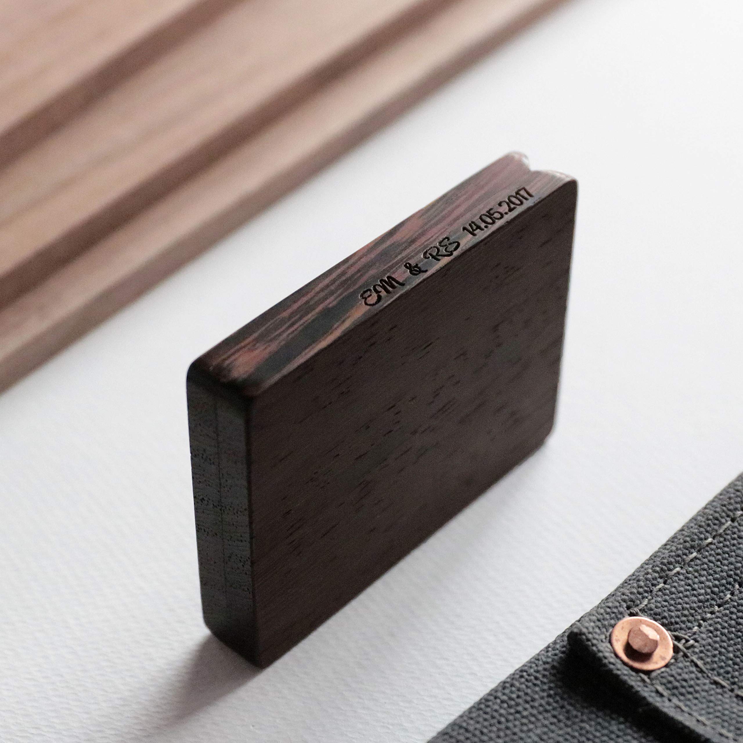 Elegant Wenge Wood Rotating Ring Box for Proposals - Custom Engraved Thin Ring Case - Perfect for Engagement, Wedding & Anniversary Gifts
