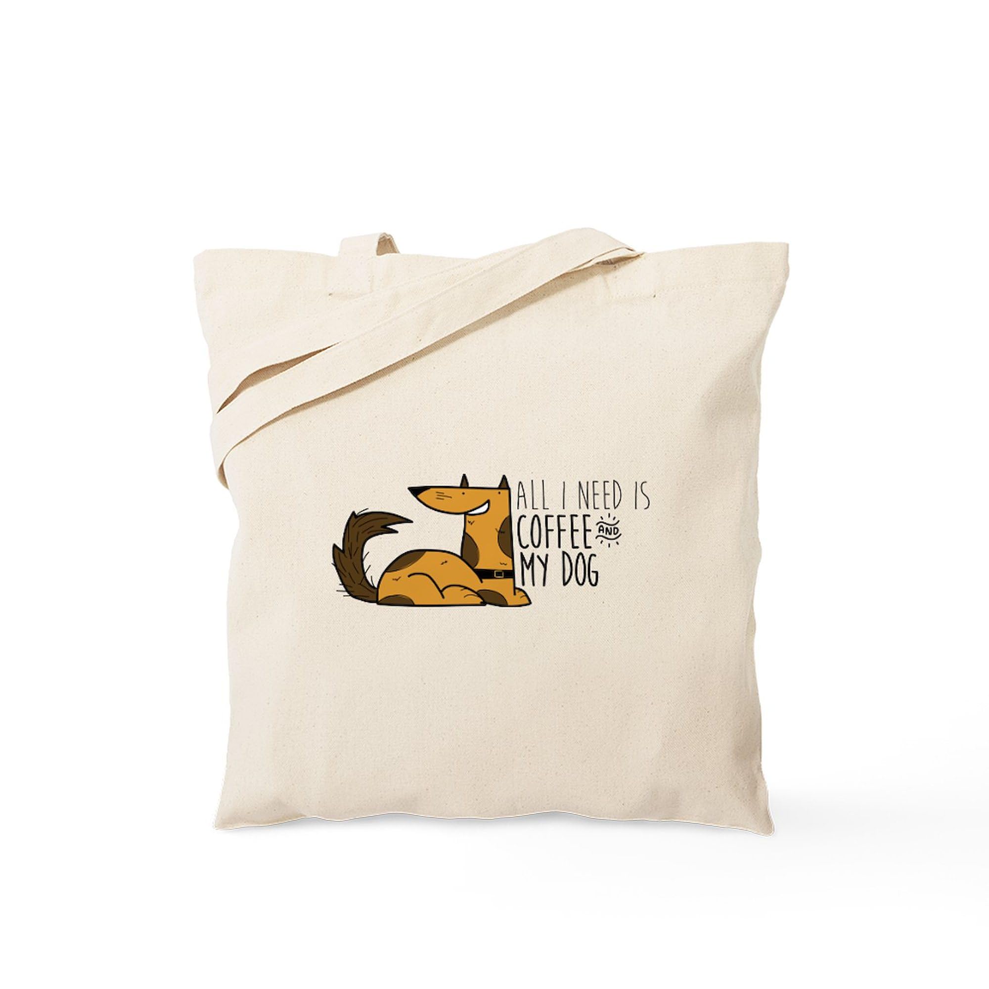 All I Need Is Coffee And My Dog Tote Bag - Natural Canvas Reusable Shopping Bag for Groceries, Beach, Work & Everyday Use